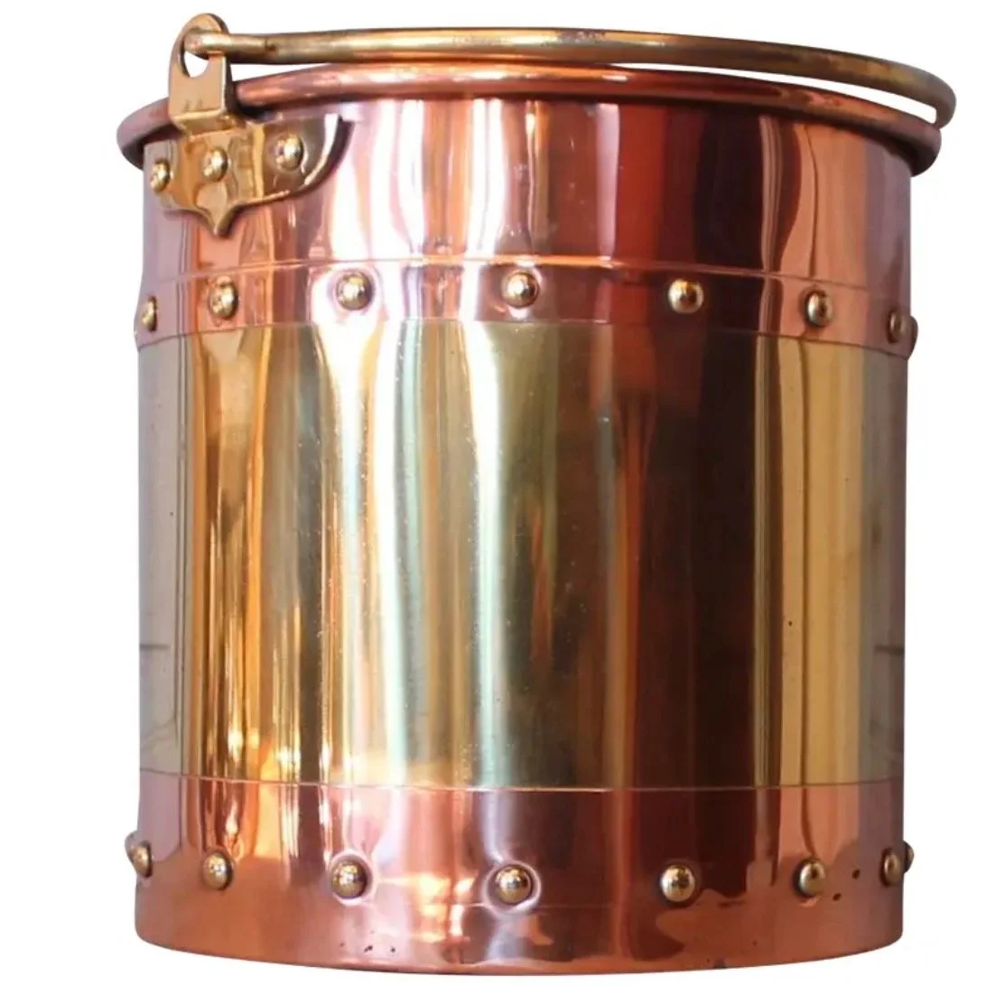 Small Copper and Brass Studded Kindling Bucket