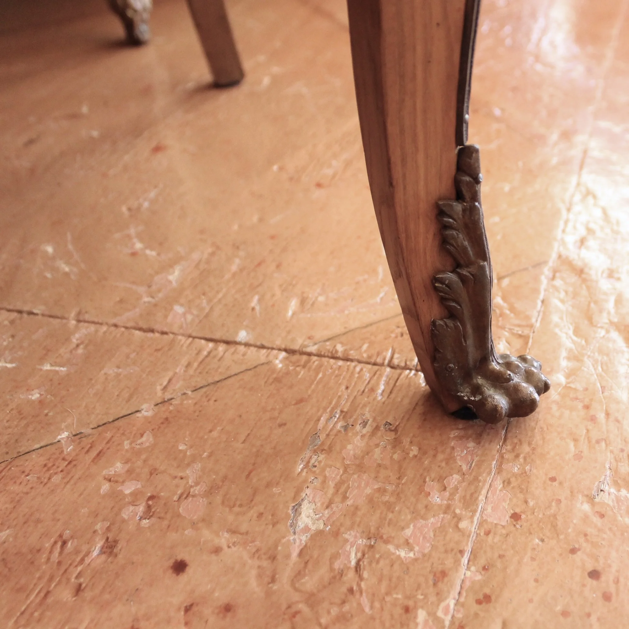 French Transitional Marquetry Commode With Marble Top