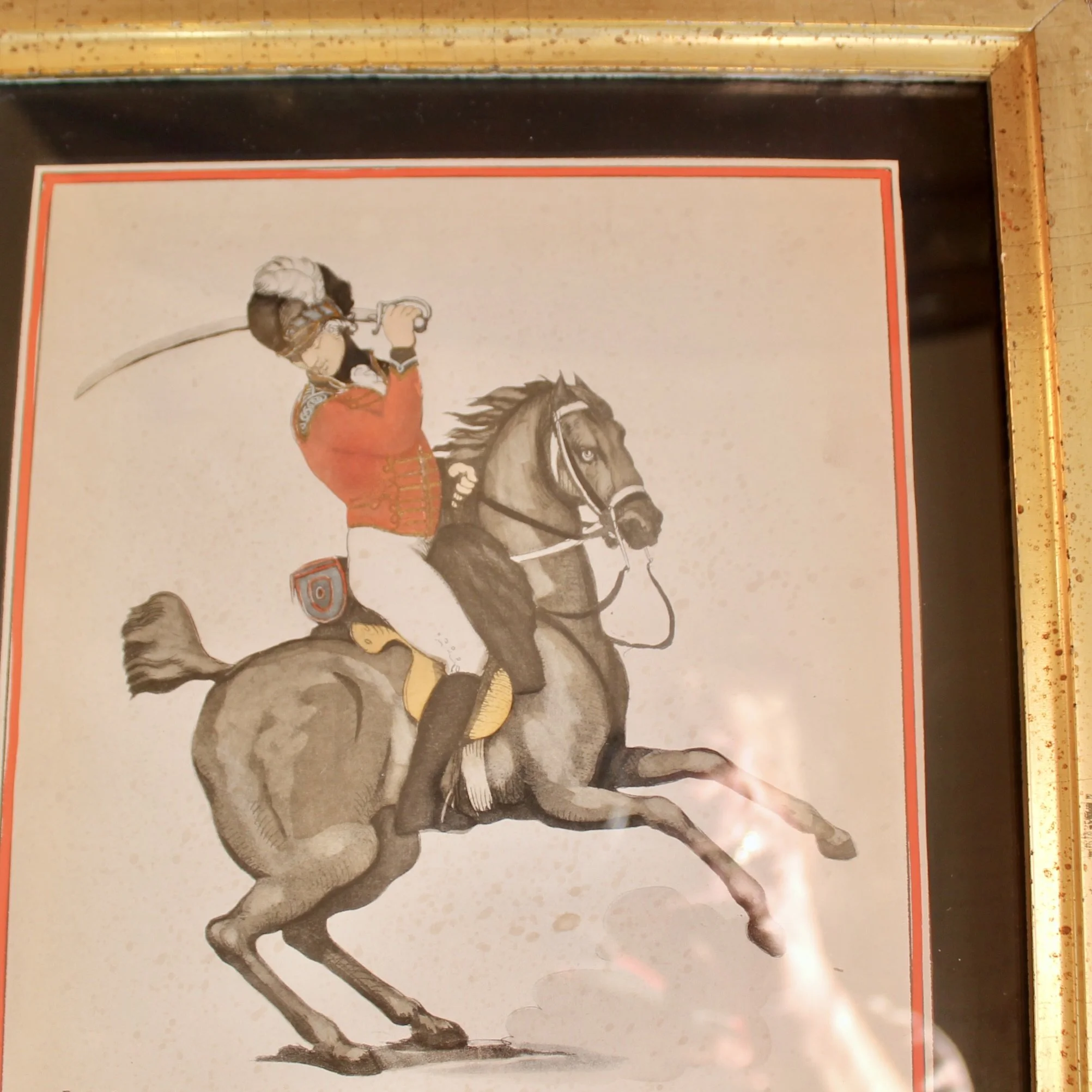 Set of Six Hand Colored Cavalry Prints by Thomas Rowlandson