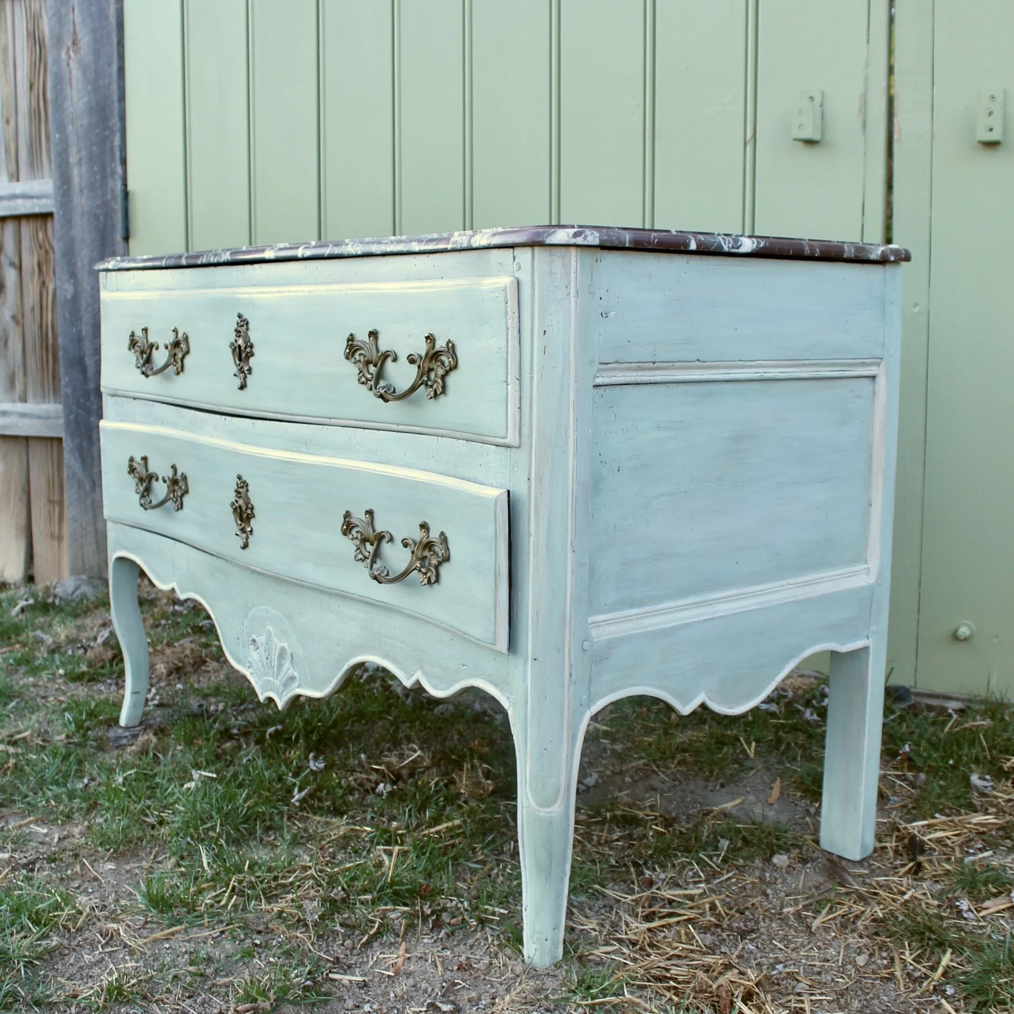 Louis-XV Period-Provincial-Commode-in-Celadon-Blue-Paint (1)