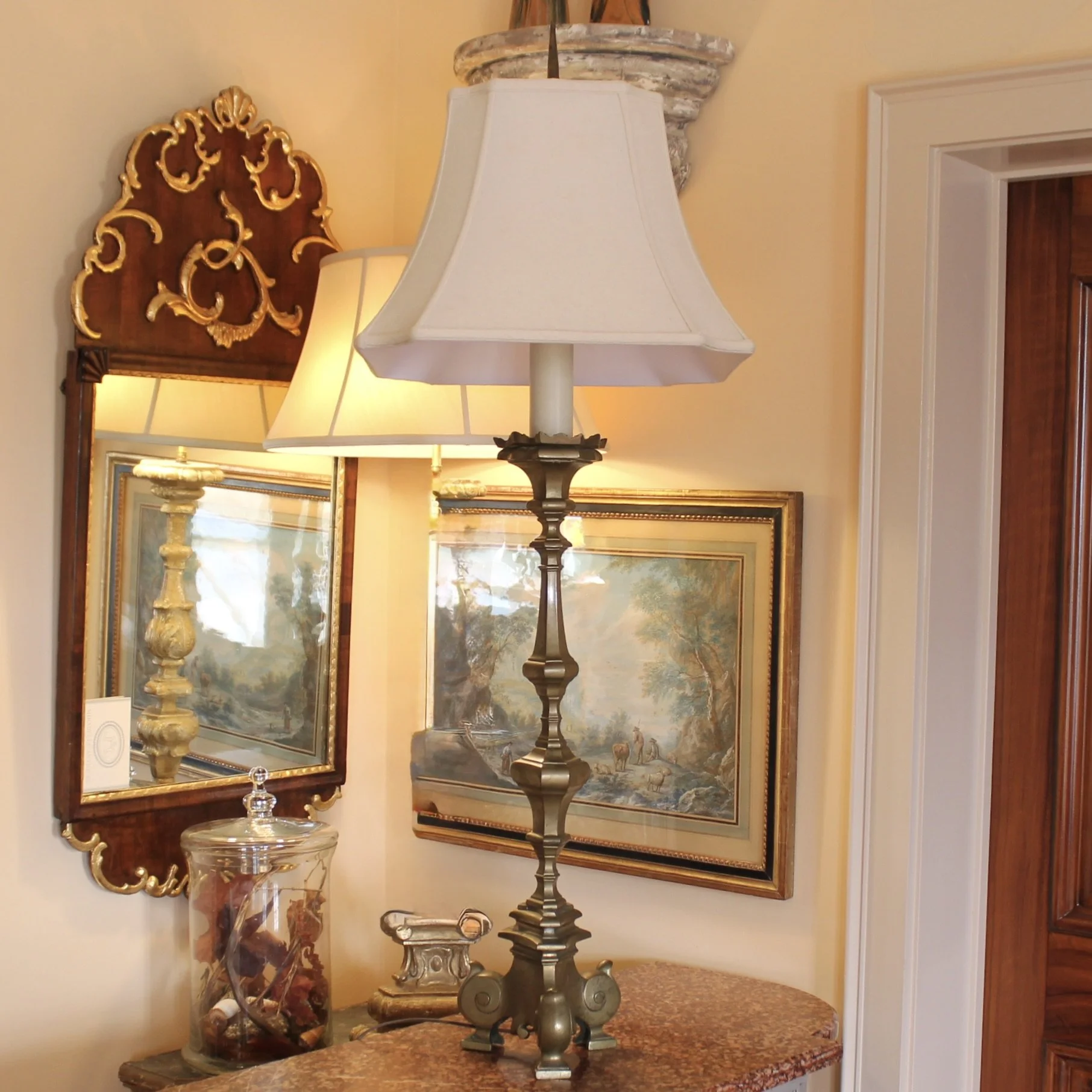 Continental Large Bronze Pricket Lamp