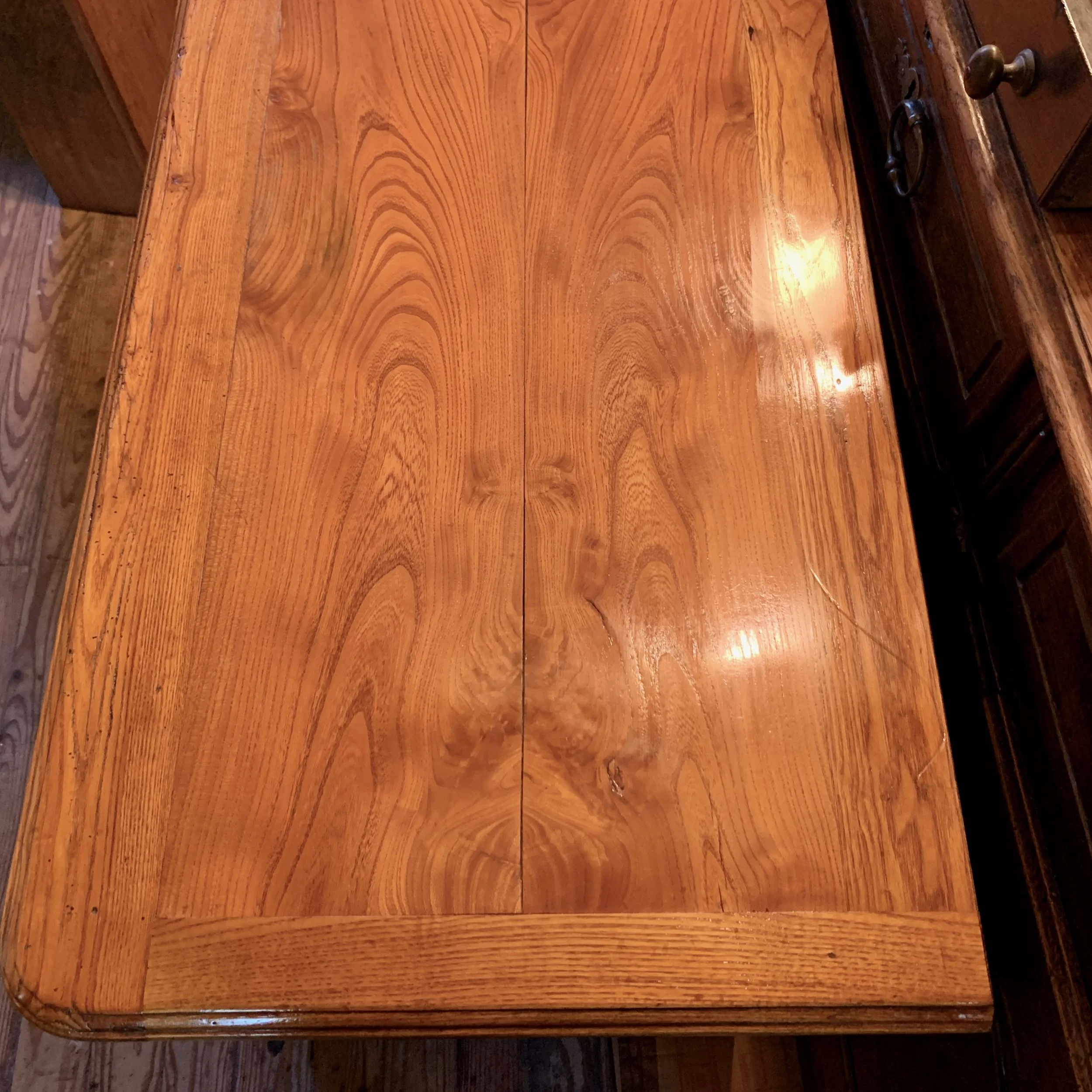 Small-French-Provincial-Louis-XV-Elm-Buffet-Cabinet-top-2