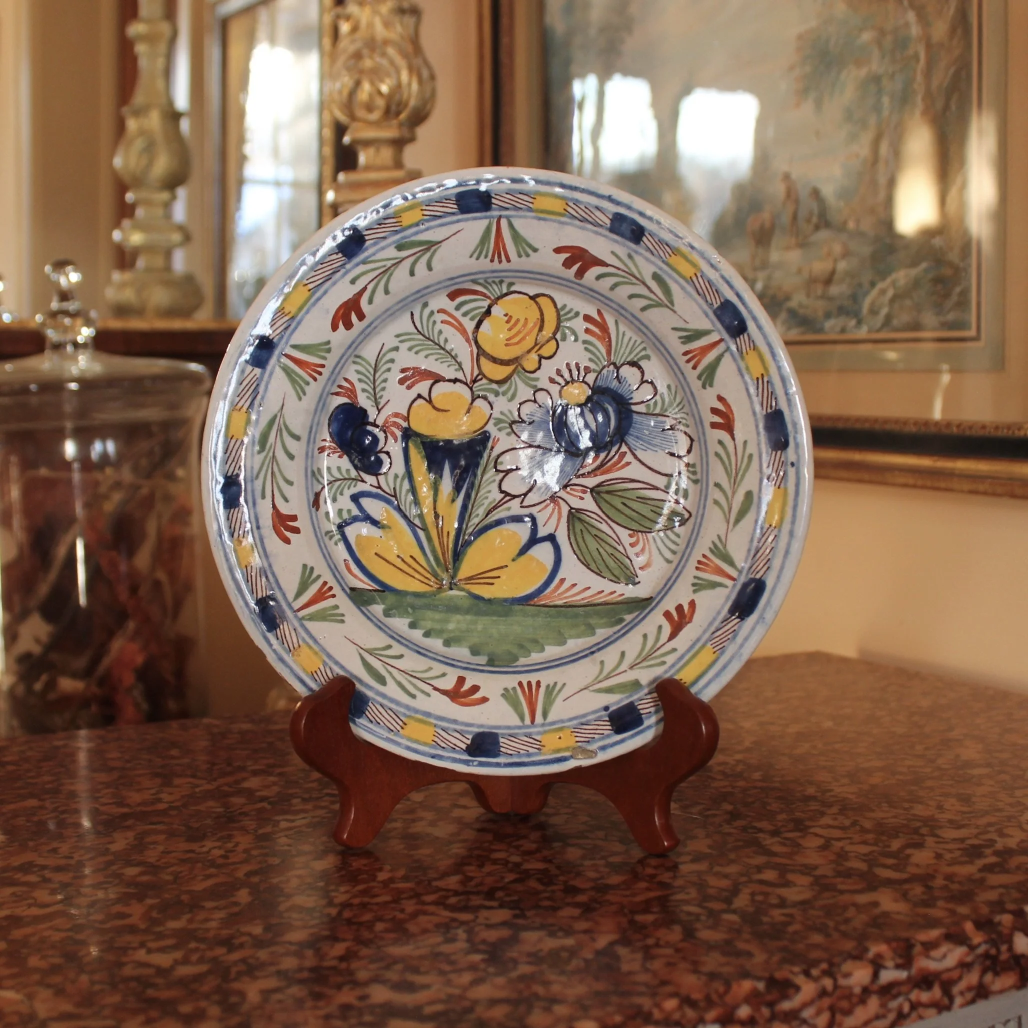 Polychrome 18th century Delft Plates