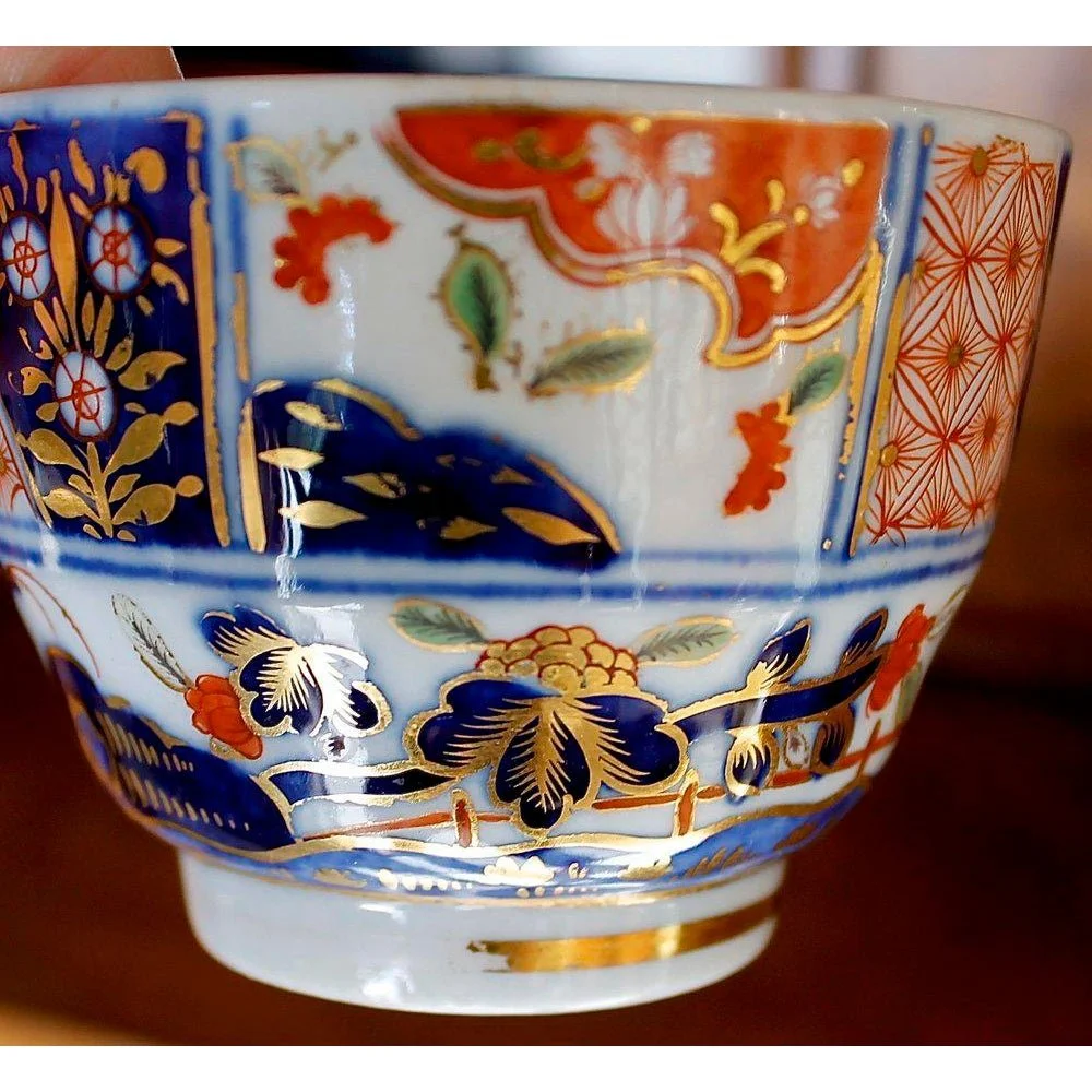 “Rock and Tree” Money Pattern Pattern English Imari Porcelain Tea Cup and Saucer