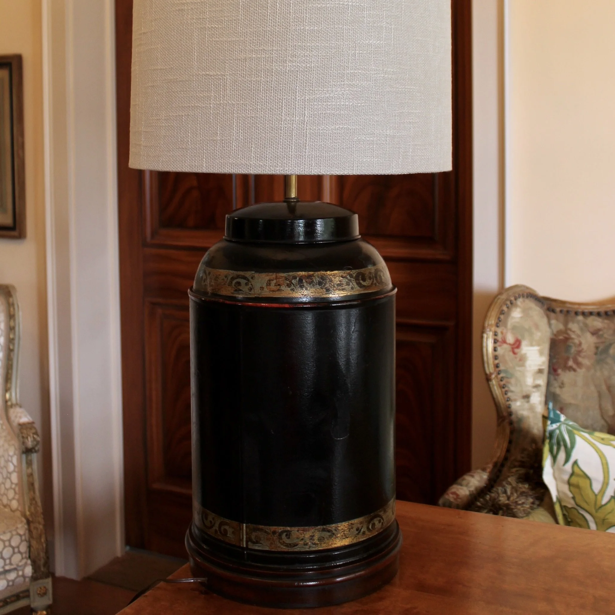 Painted Tôle Tea Canister Lamp
