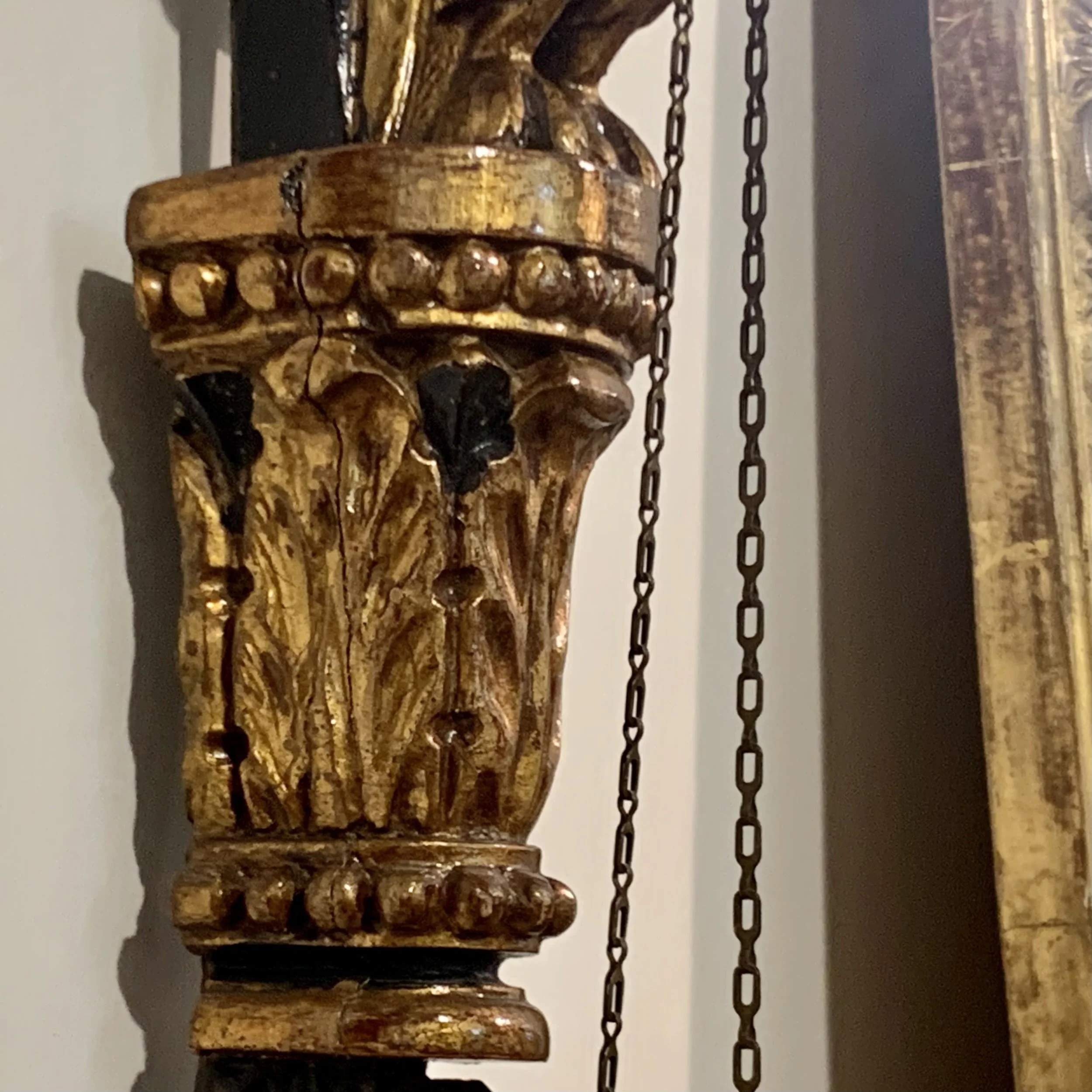 neoclassical eagle carved and gilt sconces pair