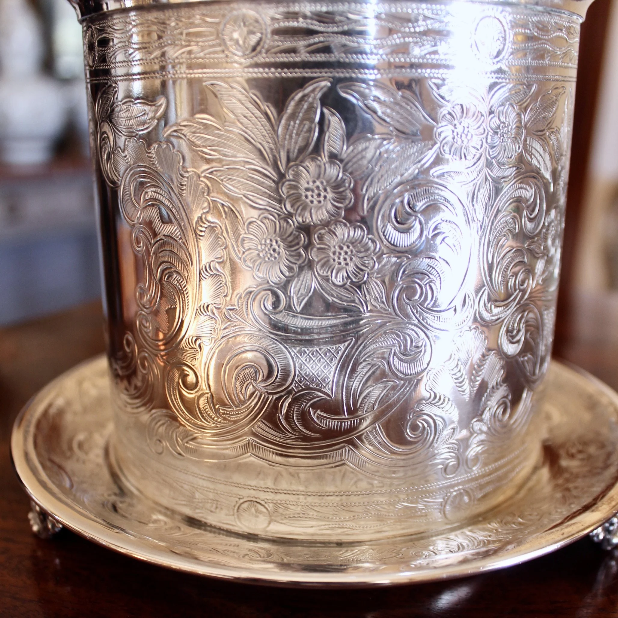 English Vintage Silver Plate on Nickel Biscuit Box