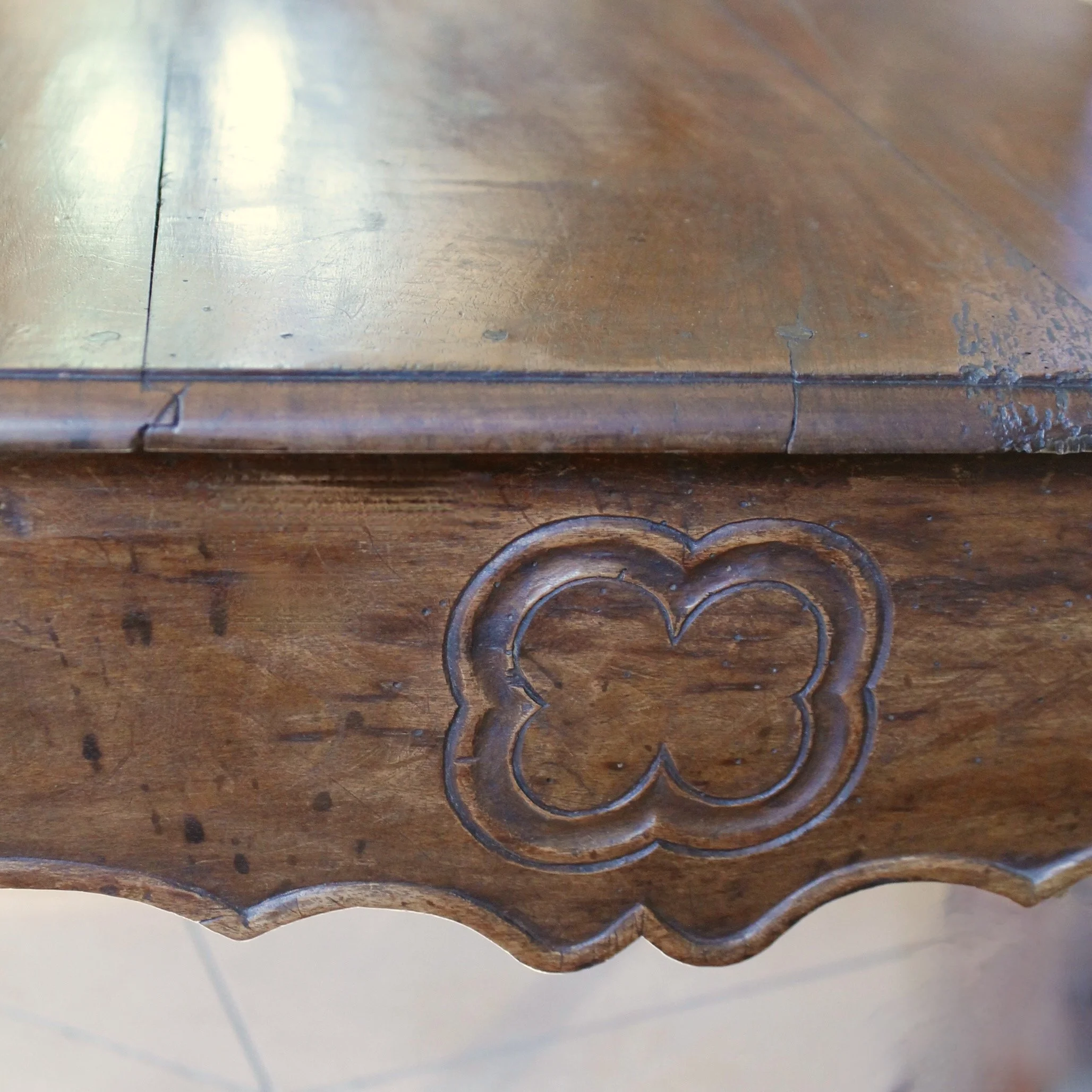 French Provincial Louis XV Period Carved Walnut Side  Table