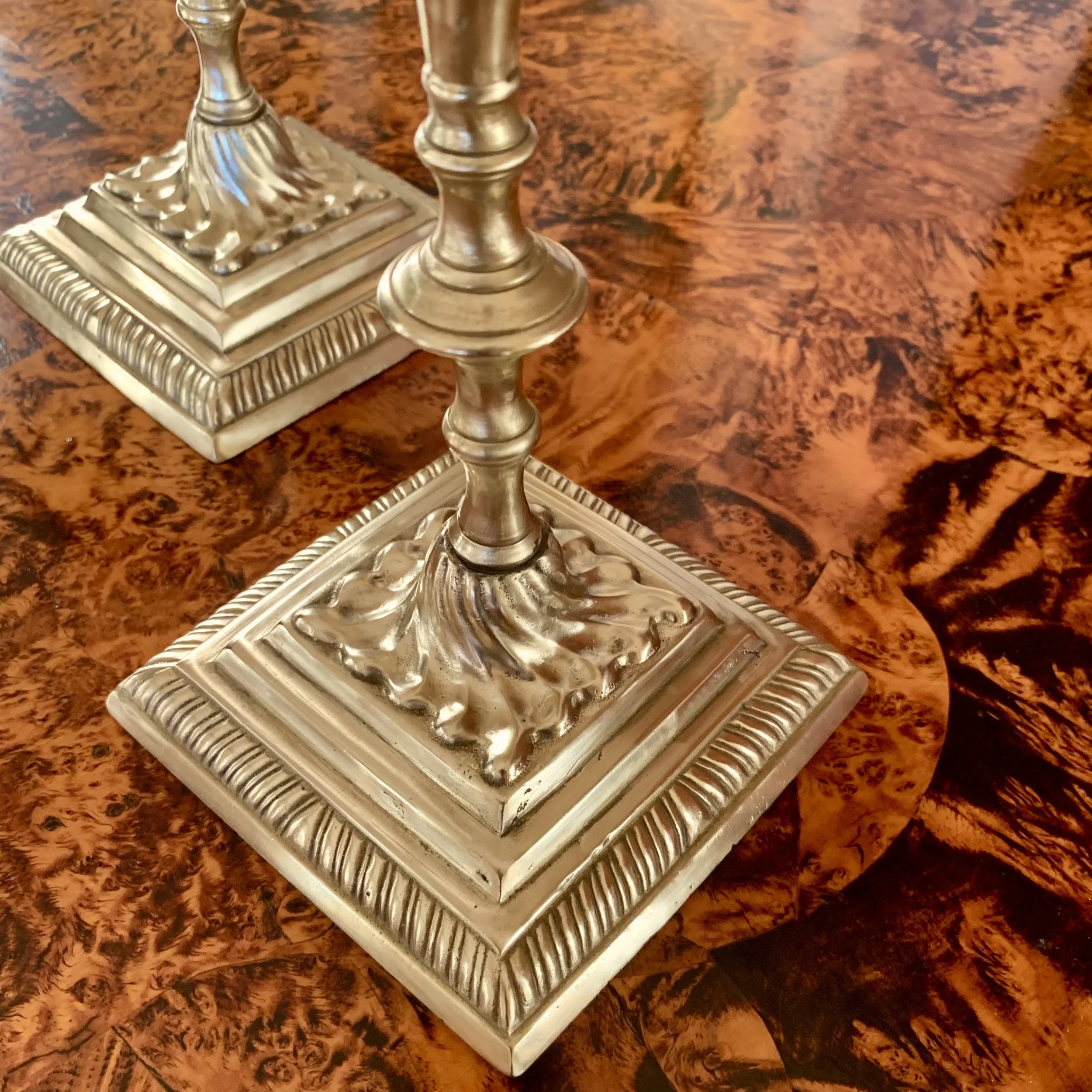 Pair Antique Georgian Brass Candlesticks