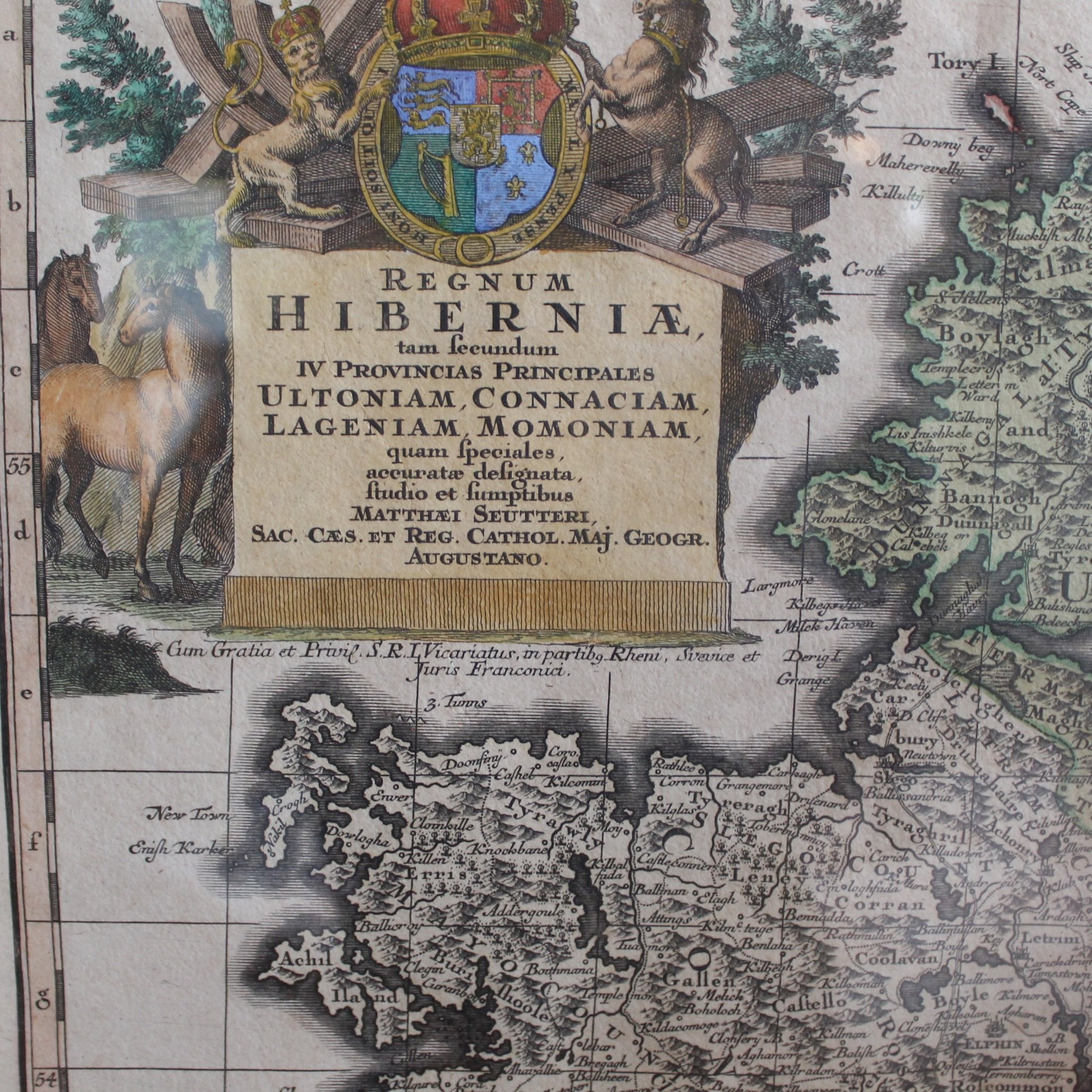 Map of Ireland, Hibernia, Georg Seutter
