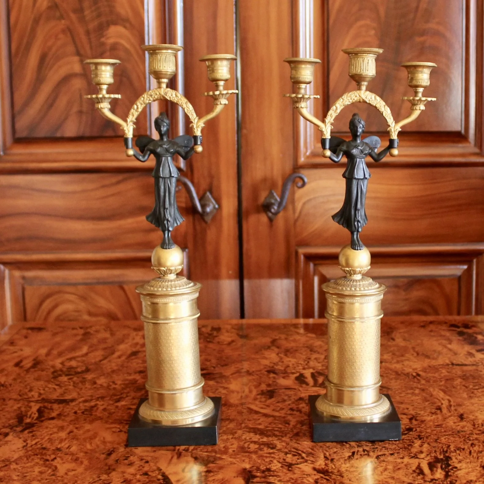 Continental Gilt Figural Neoclassical Candelabra