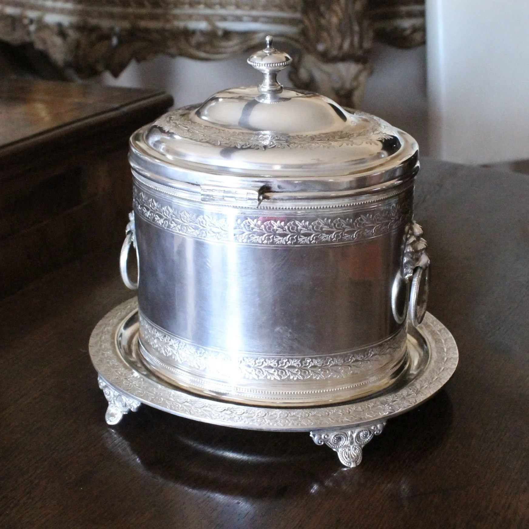 Large Silver Plate Biscuit Box Box, Mappin & Webb