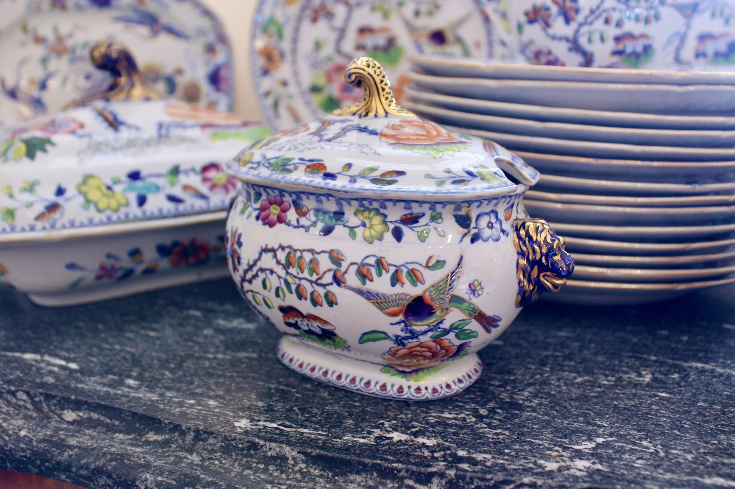 English Ironstone Porcelain “Flying Bird” Pattern