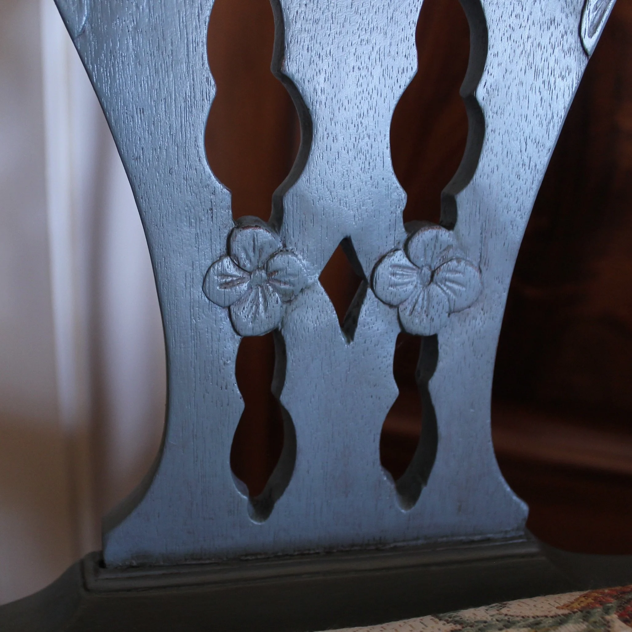 blue painted Georgian Rococo chairs