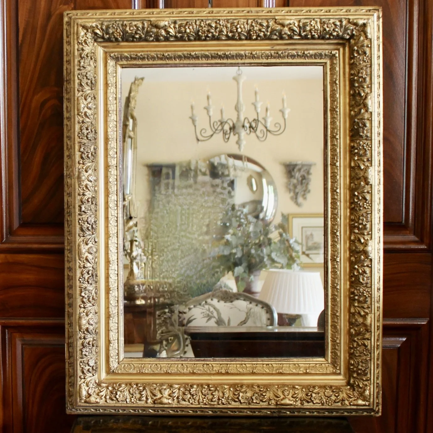 Antique English Gilt Wood Rectangular Mirror