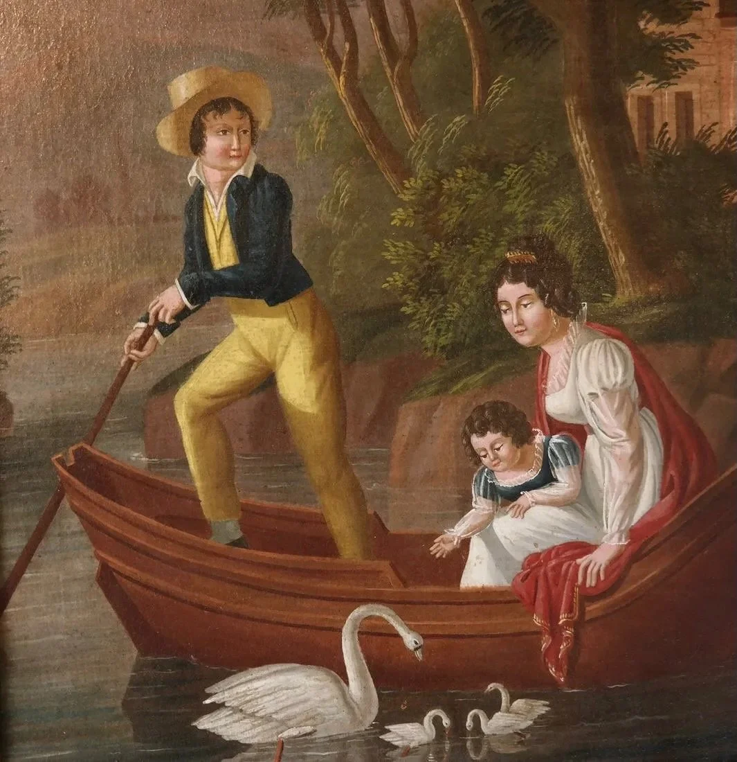 Continental-Trumeau-Gilt-Framed-Mirror-“Boating With Swans” -19th-Century (3)