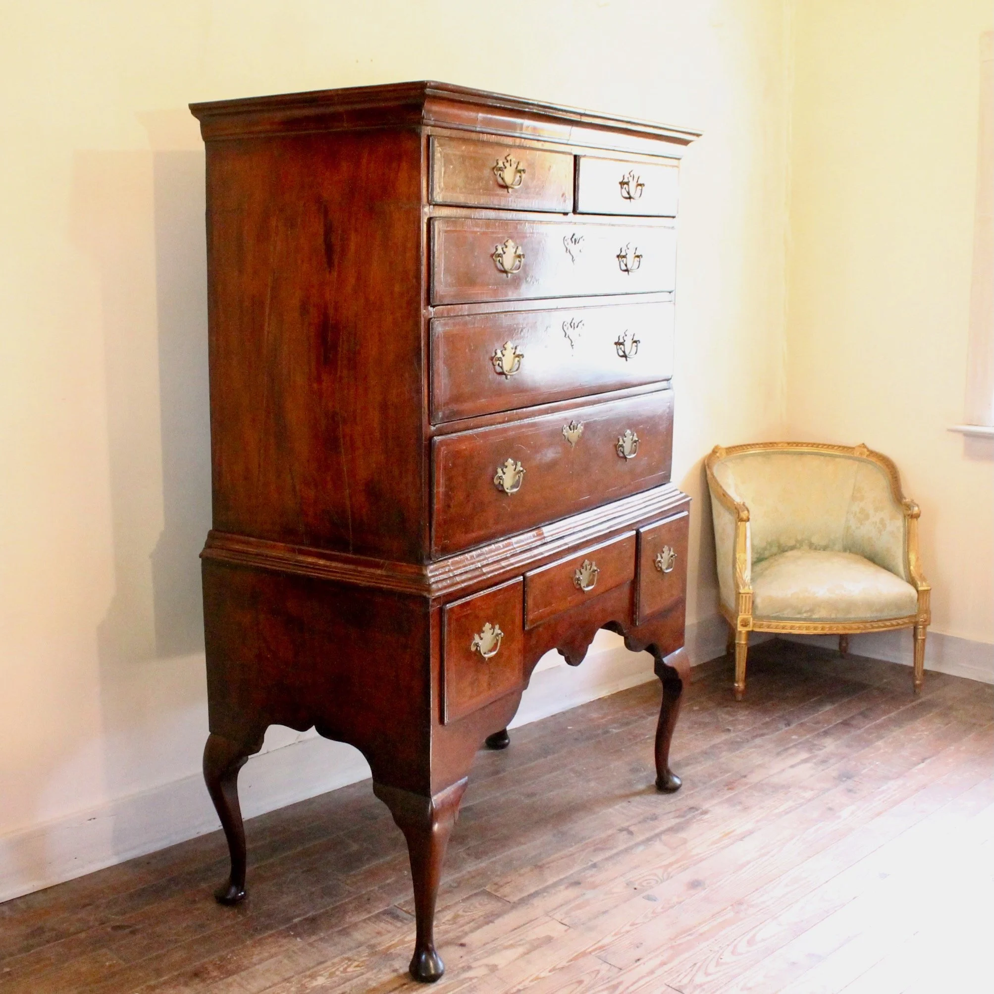 early-georgian-antique-english-burl-walnut-highboy-chest-on-stand (4)
