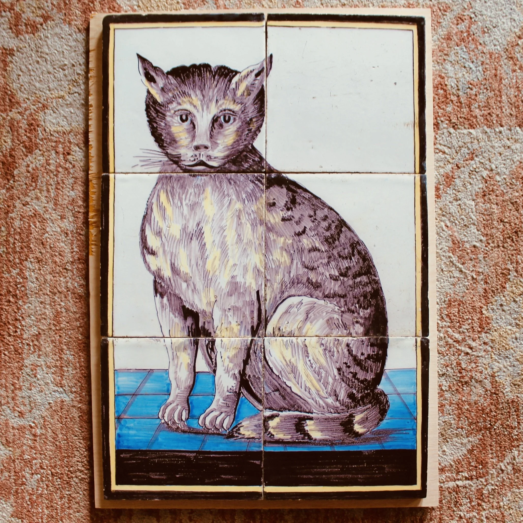 Cat antique Delft Tile panel