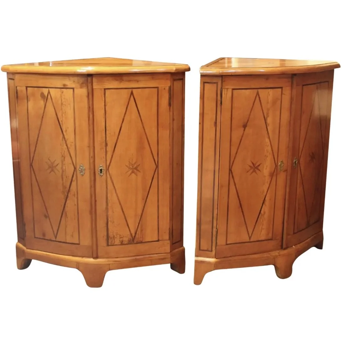 Pair of Directoire Biedermeier Corner Cabinets