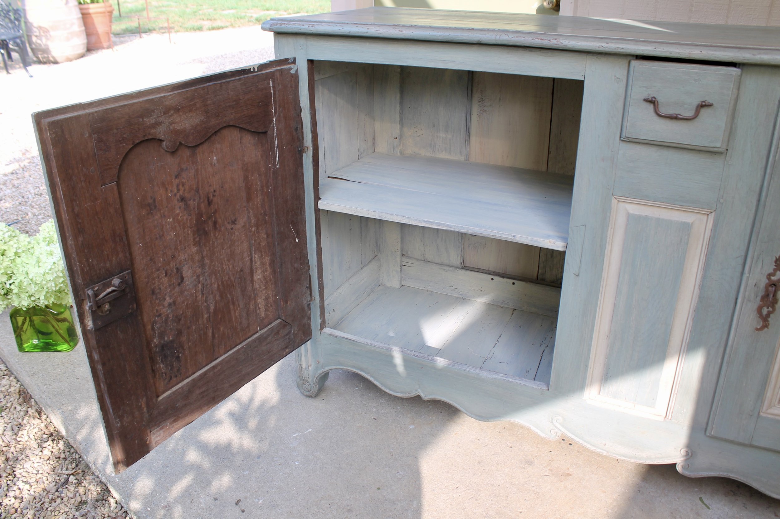 French Provincial Blue Painted Sideboard Buffet