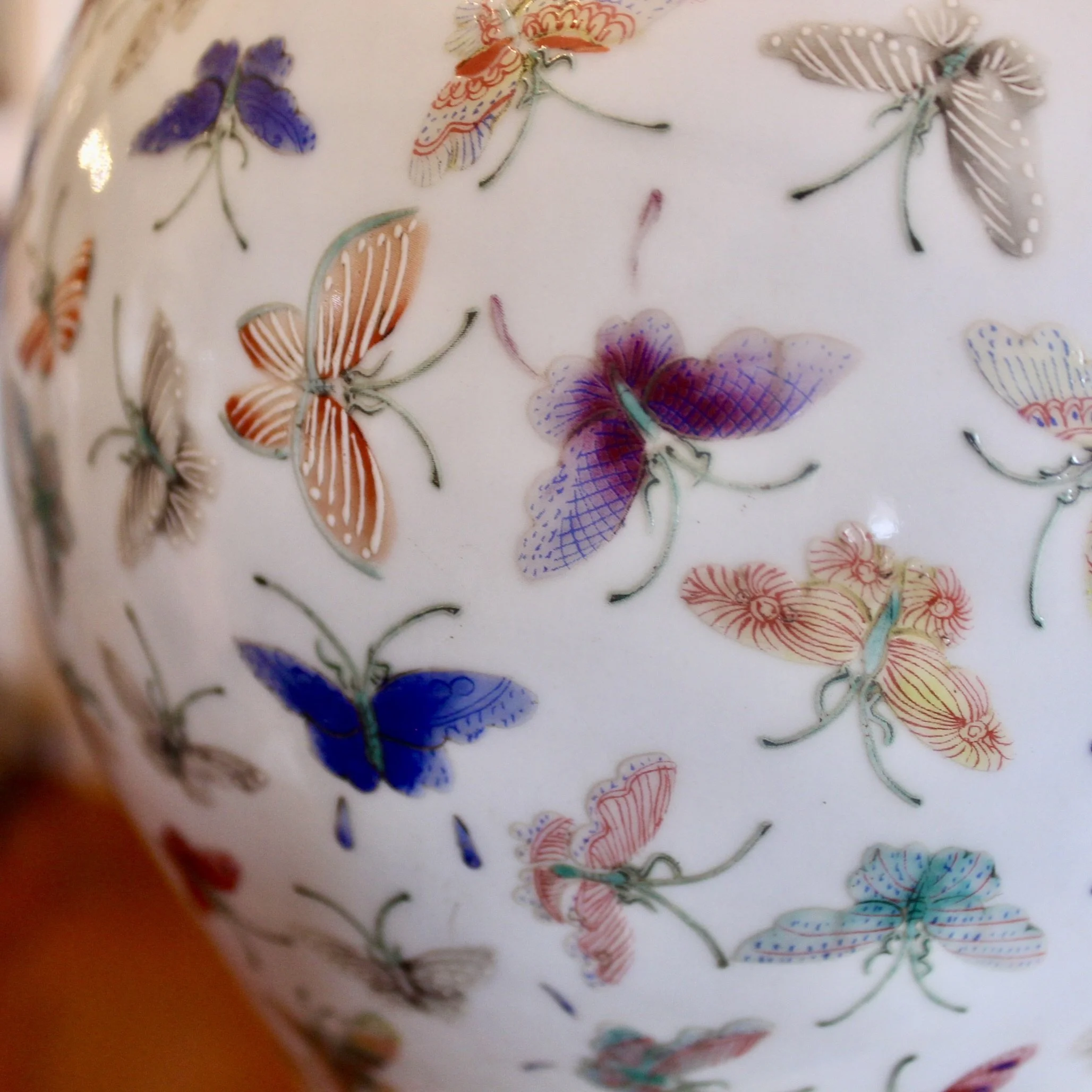 Pair of Large Chinese Thousand Butterfly Pattern Vases