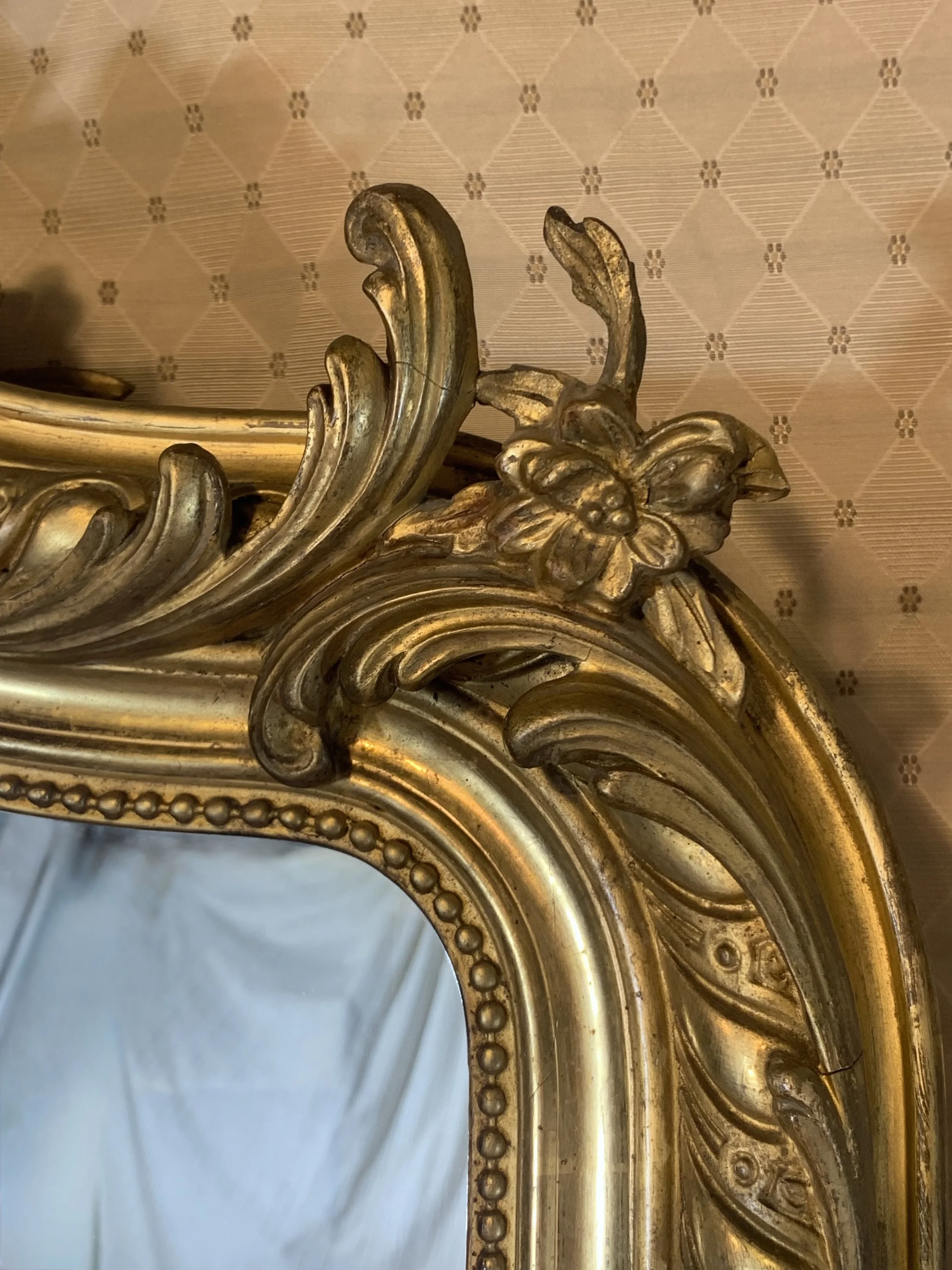 Louis Phillipe Giltwood Camel Back Rococo Crested Pier Mirror