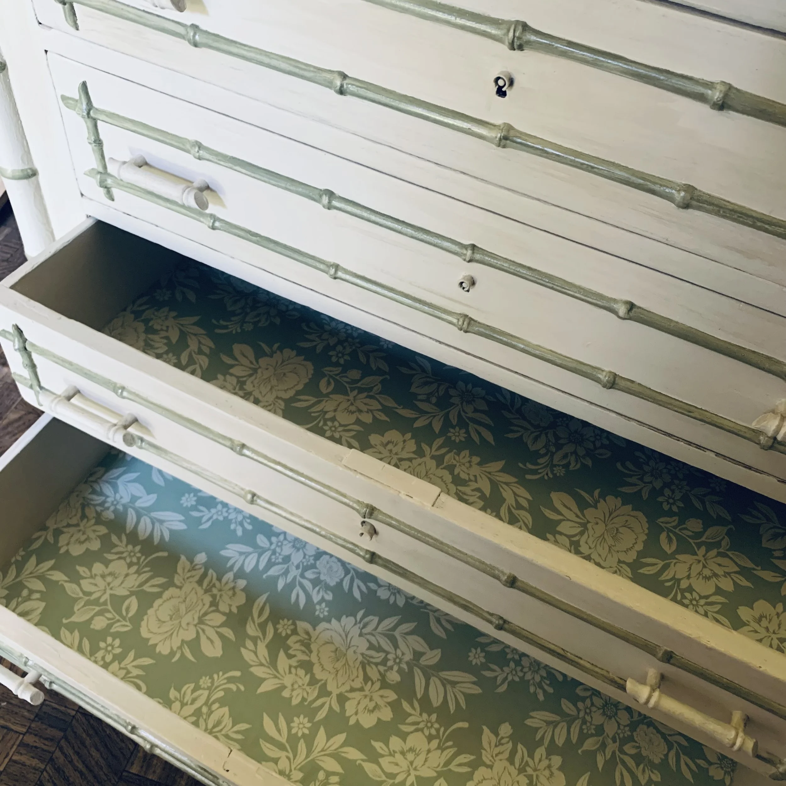 Small Antique French Chest of Drawers Bamboo Mouldings