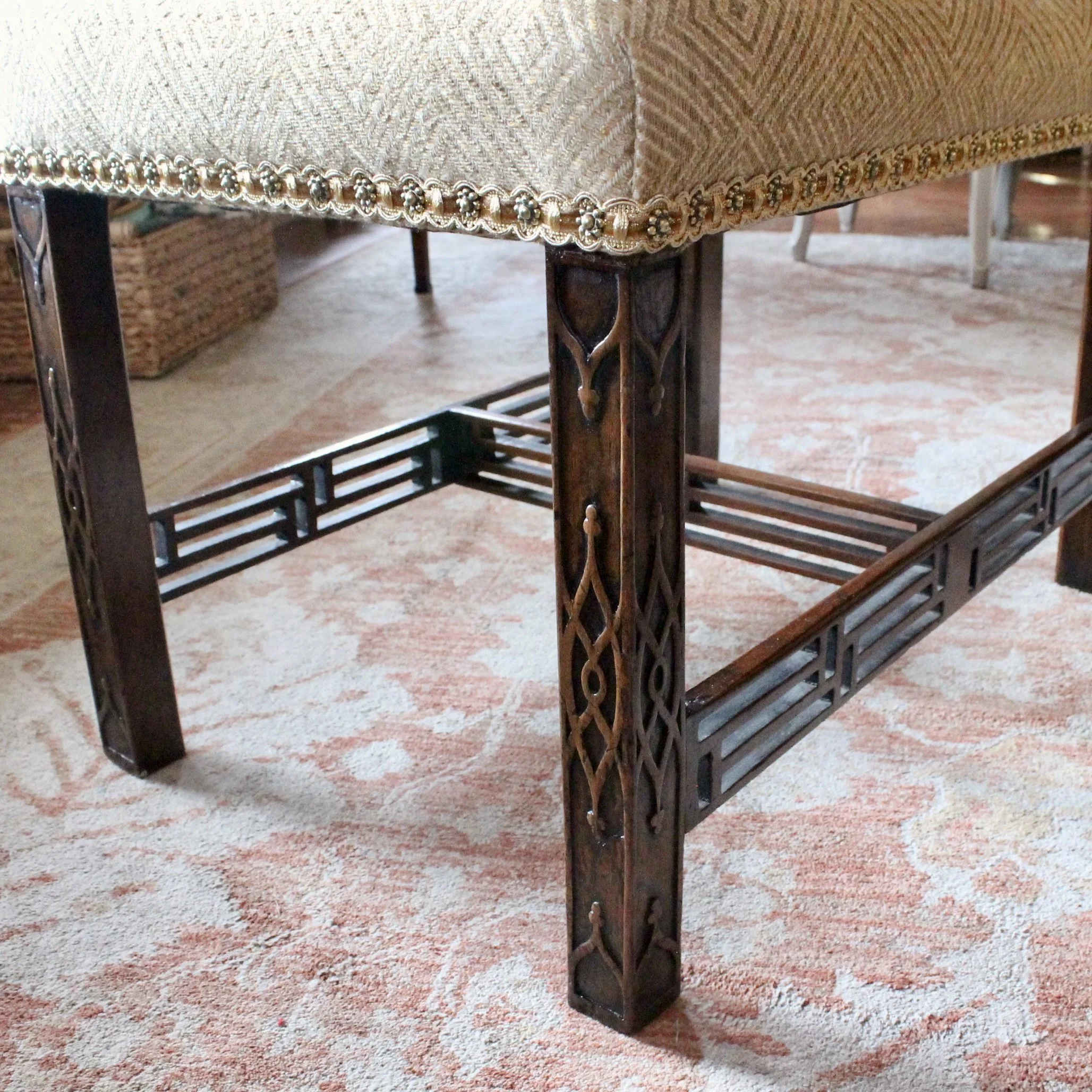 Pair of Georgian Period Chinese Chippendale Fretwork Benches