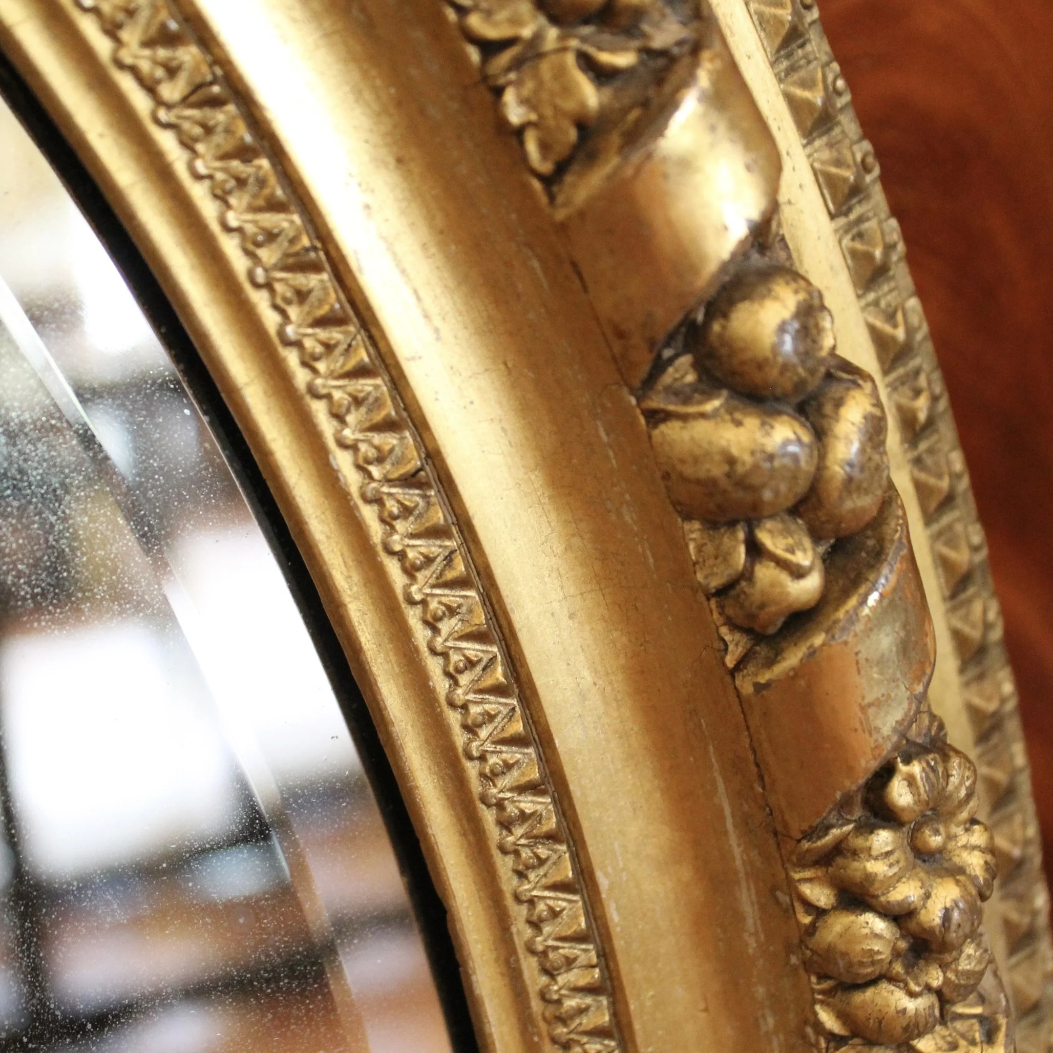 Oval Gilded Antique French Mirror