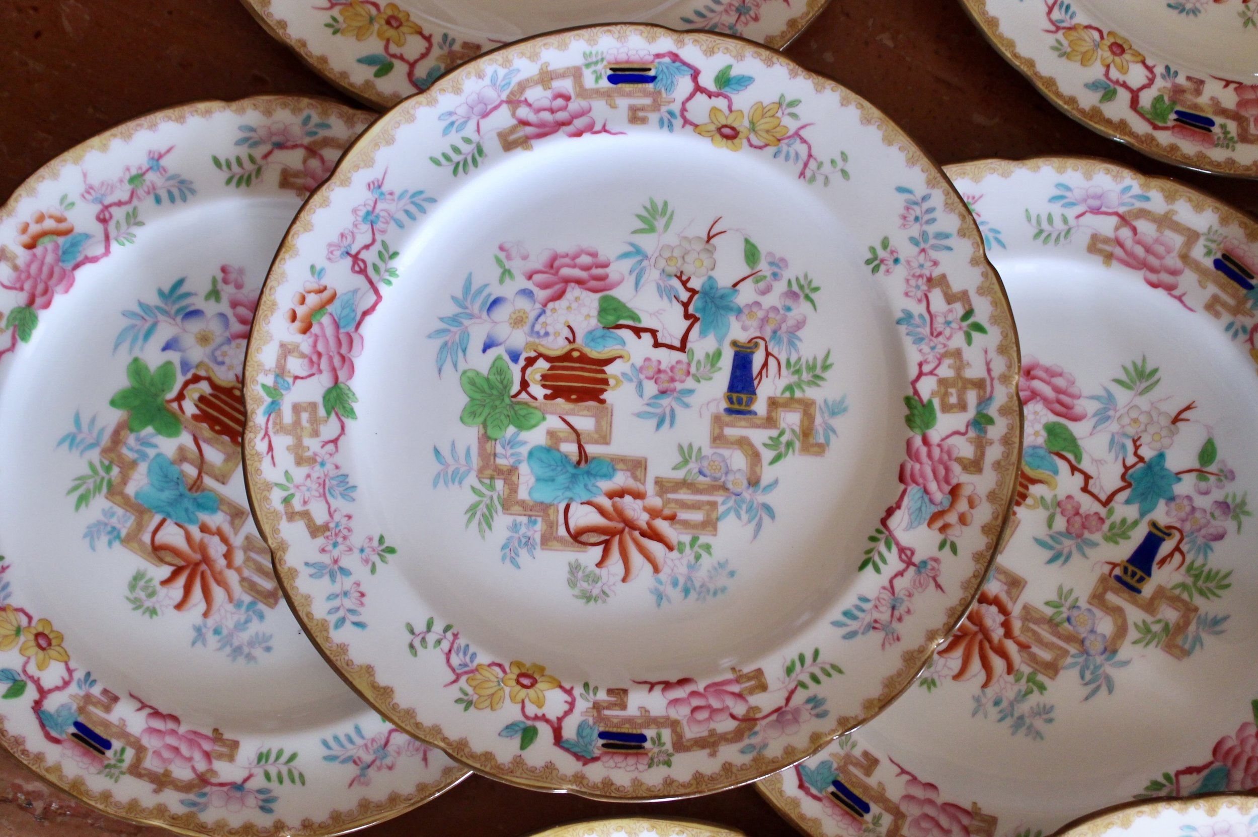 antique English ironstone China dinner set, Minton, Cauldon Ashworth