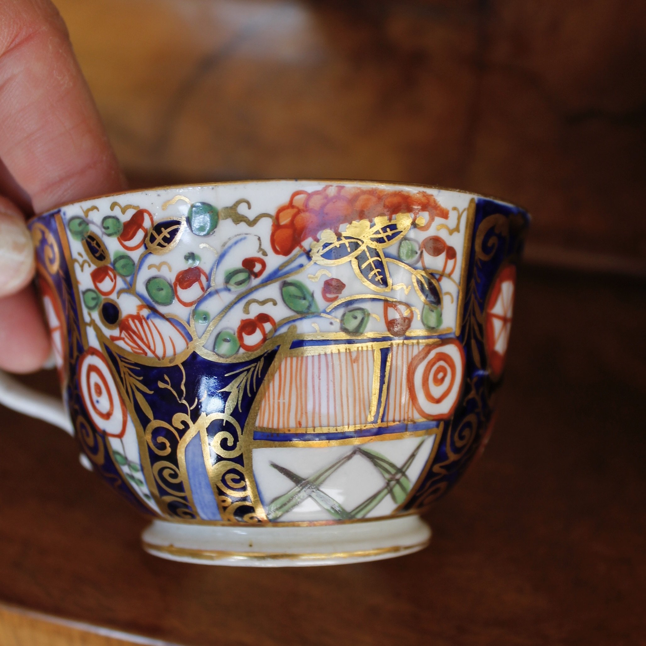 Derby Early 19th Century Gilt Imari Porcelain Cup and Saucer