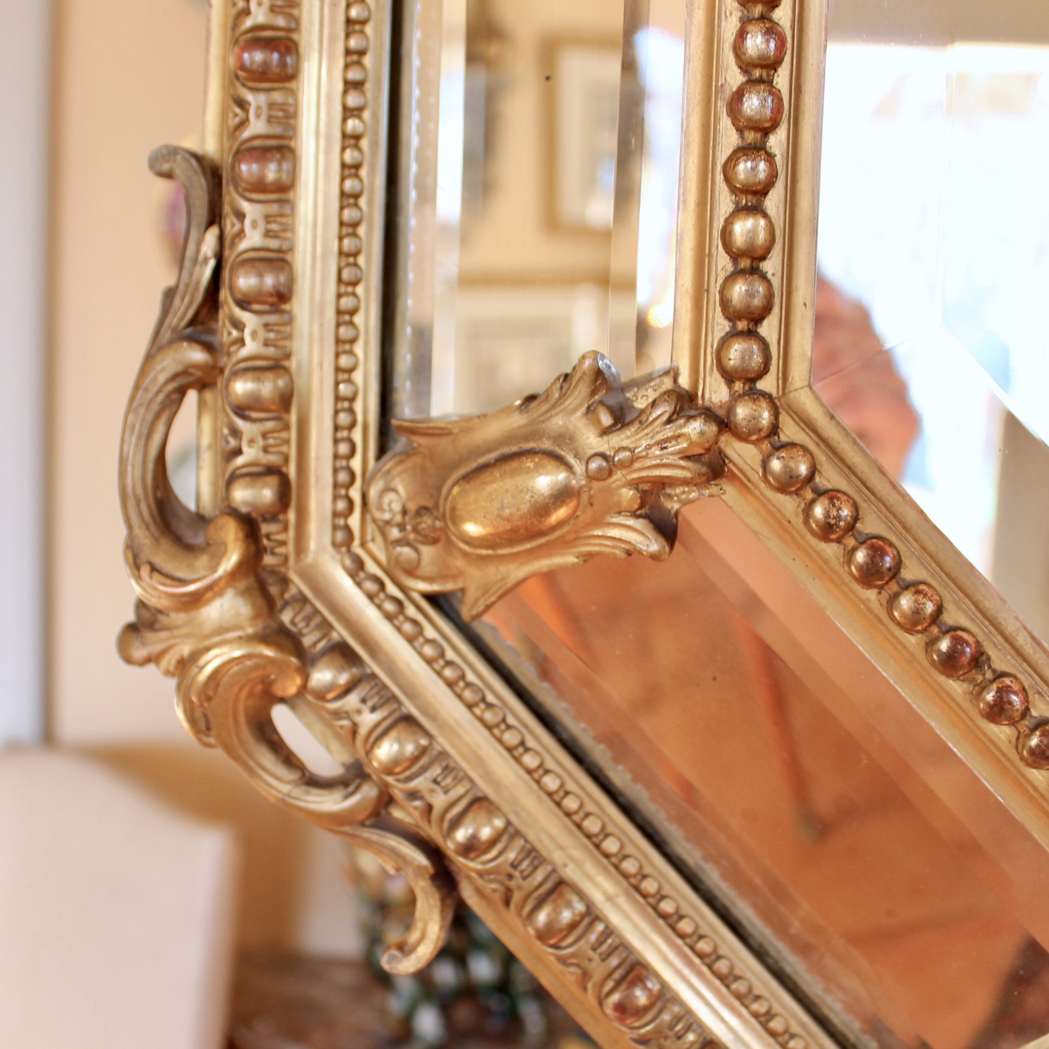 French-Gilded-Belle-Époque-Borderglass-Cushion-Mirror (9)-detail