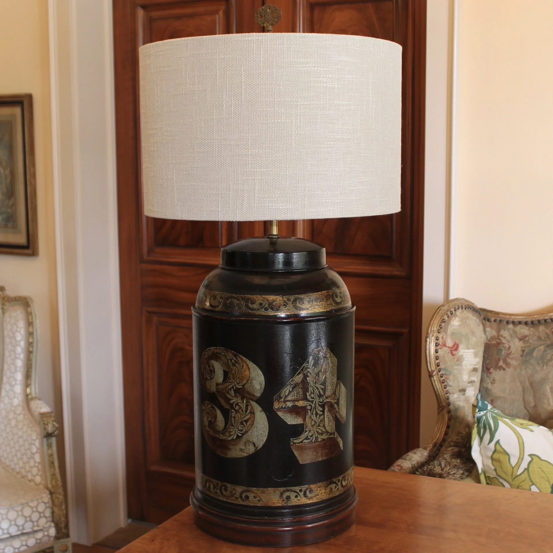Painted Tôle Tea Canister Lamp