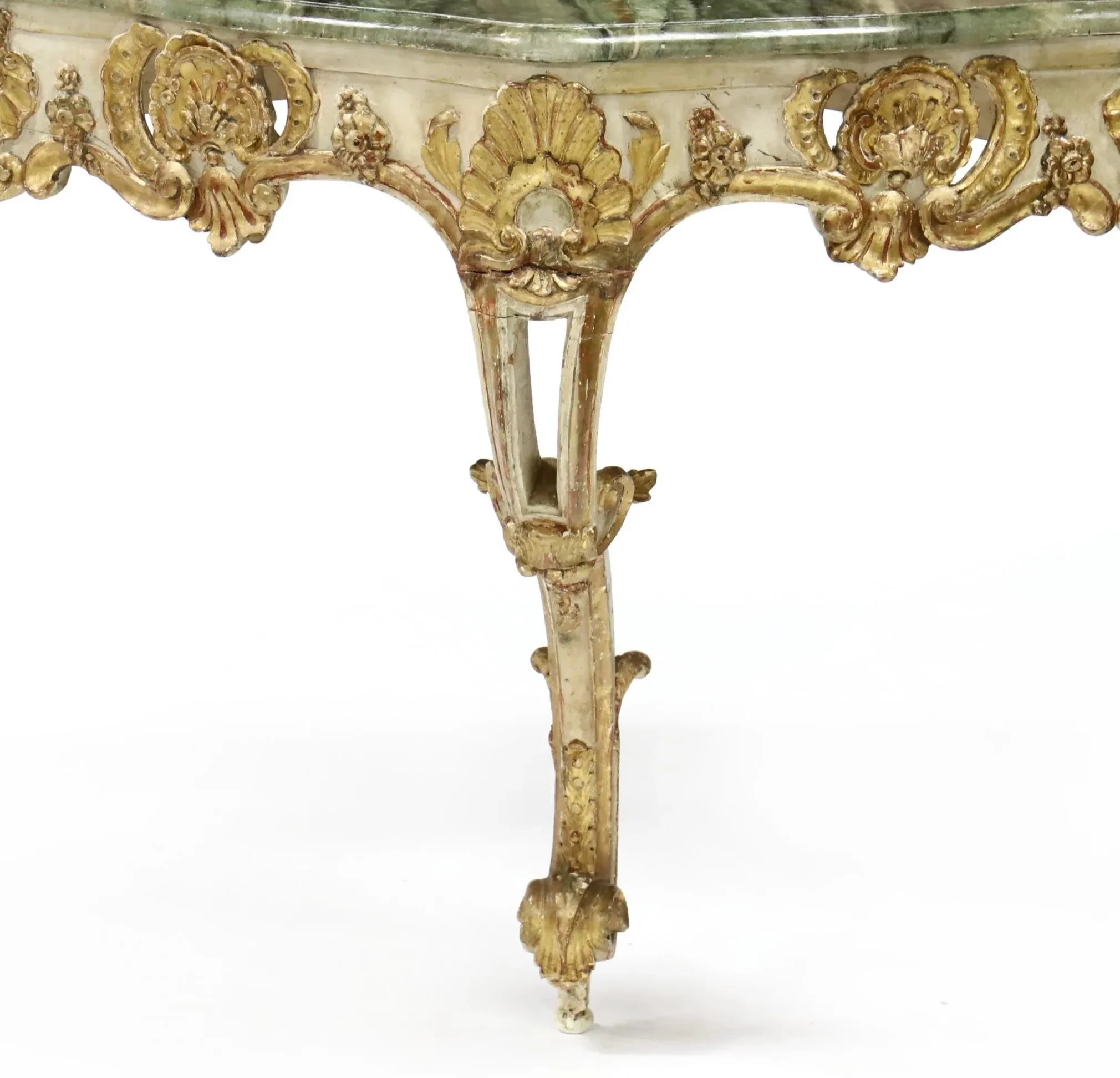 Italian-Rococo-Carved-Corner-Console-Table with Faux Marble Top (1)