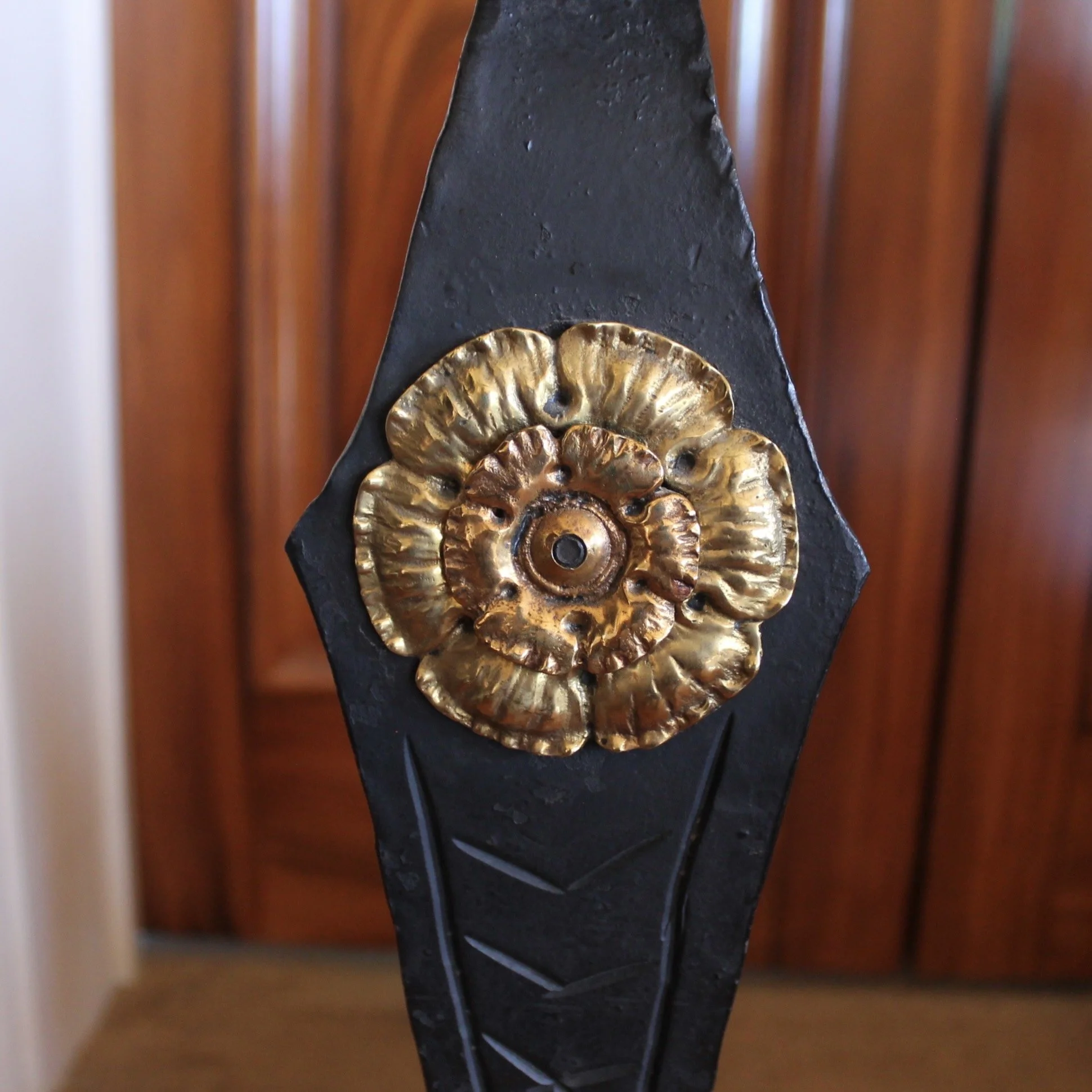 Large Arts and Crafts Wrought Iron Andirons