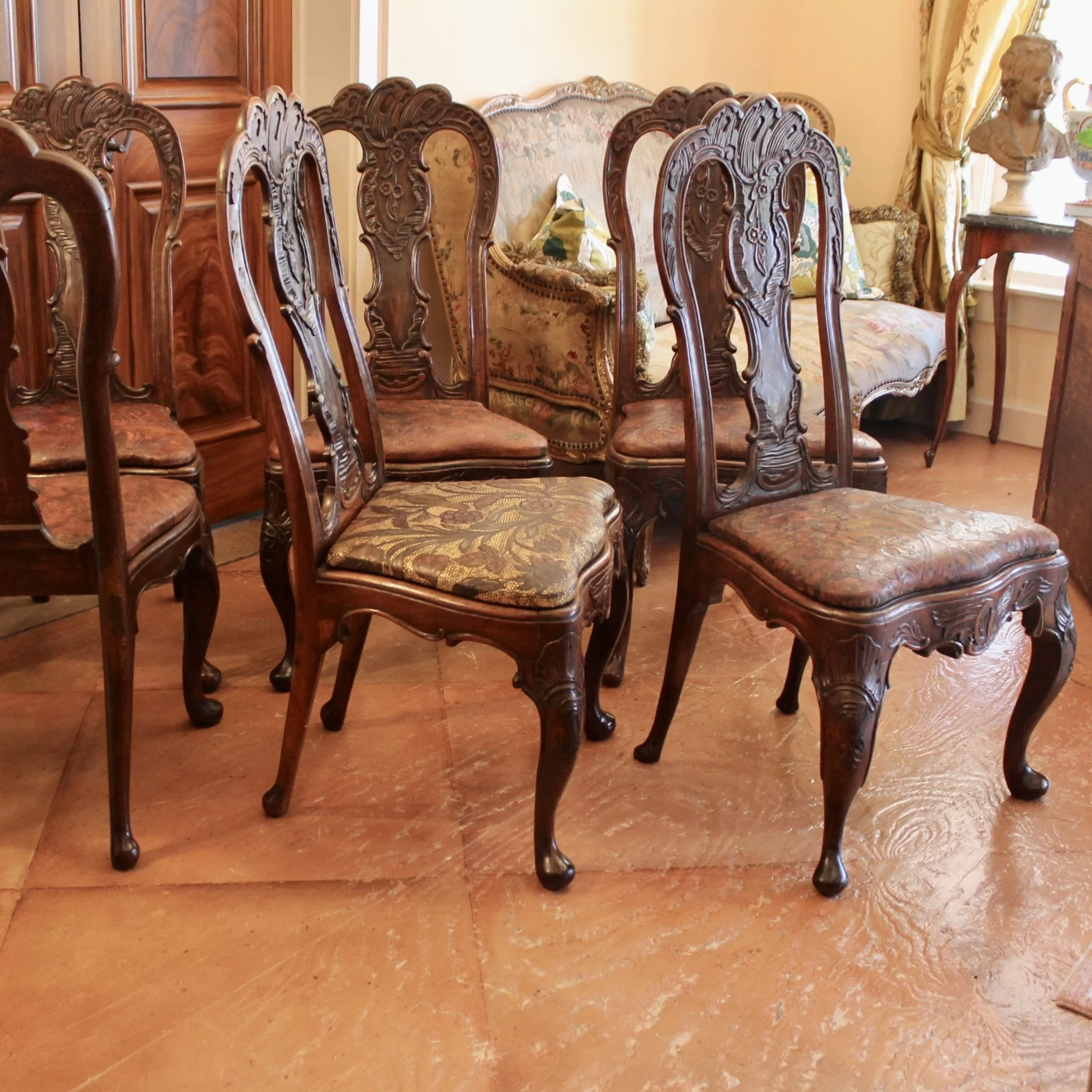 Portuguese or Spanish Rococo Dining Chairs- set of six