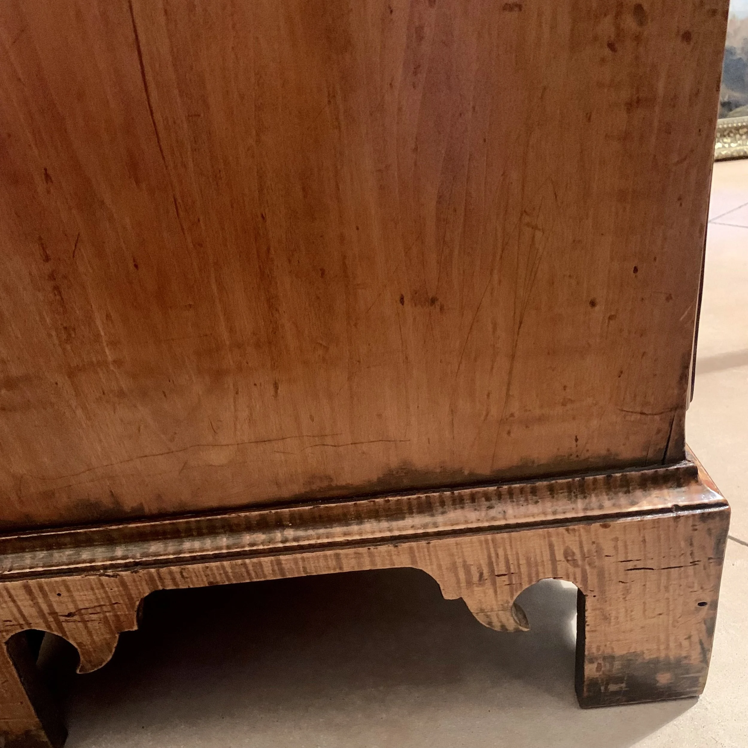 Pair Tall New England Tiger Maple Chippendale Chests of Drawers