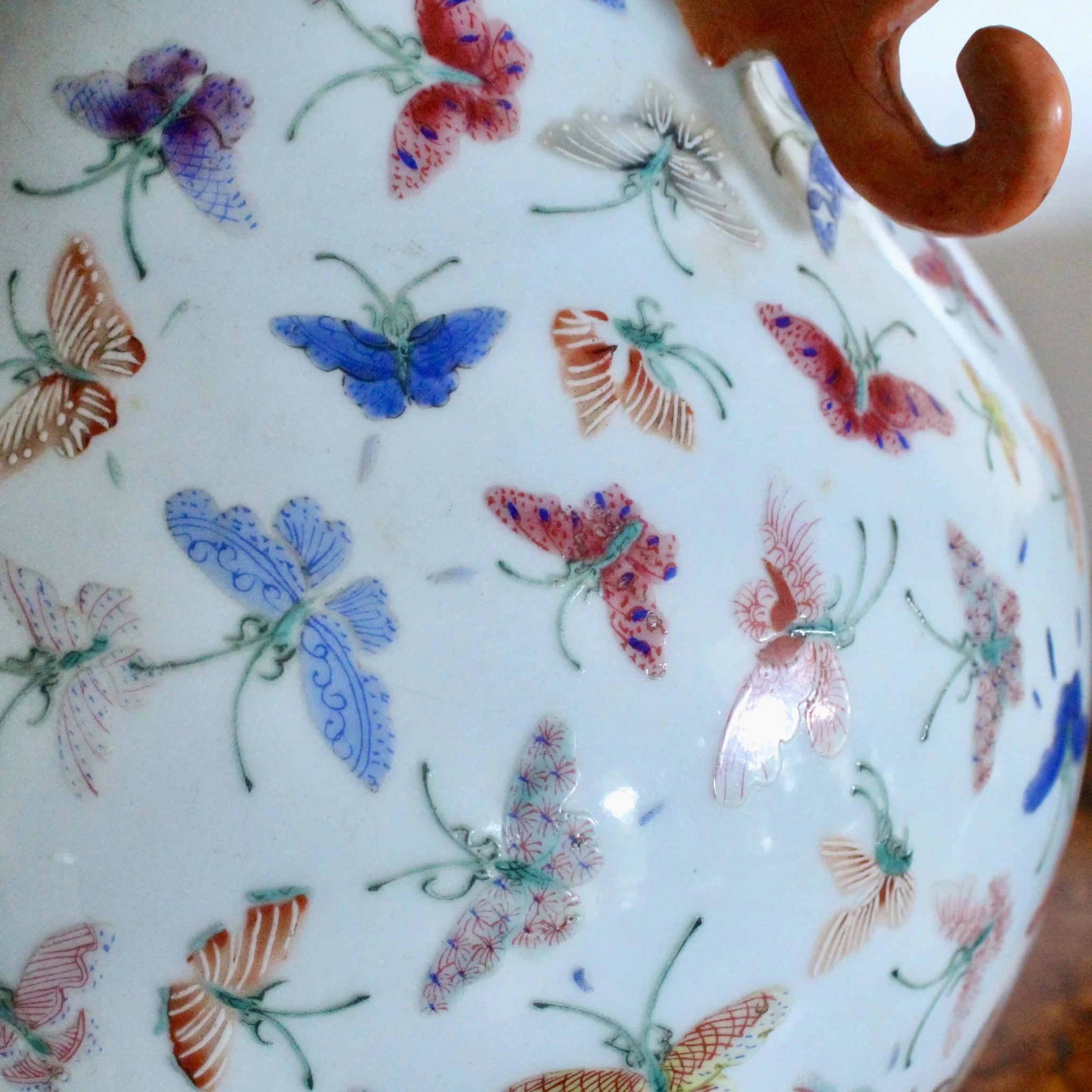 Pair of Large Chinese Thousand Butterfly Pattern Vases