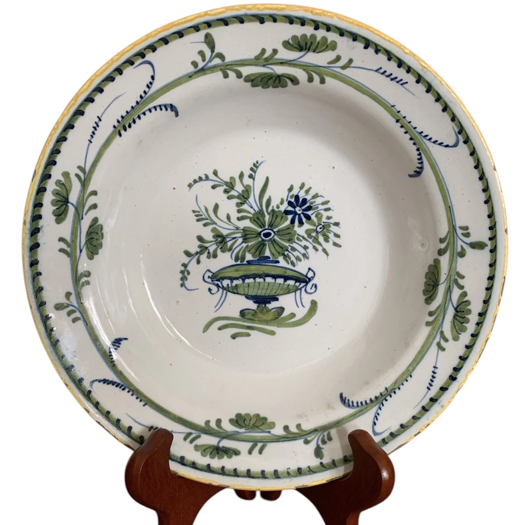 Delftware Bowl Decorated in Green and Blue, 18th Century