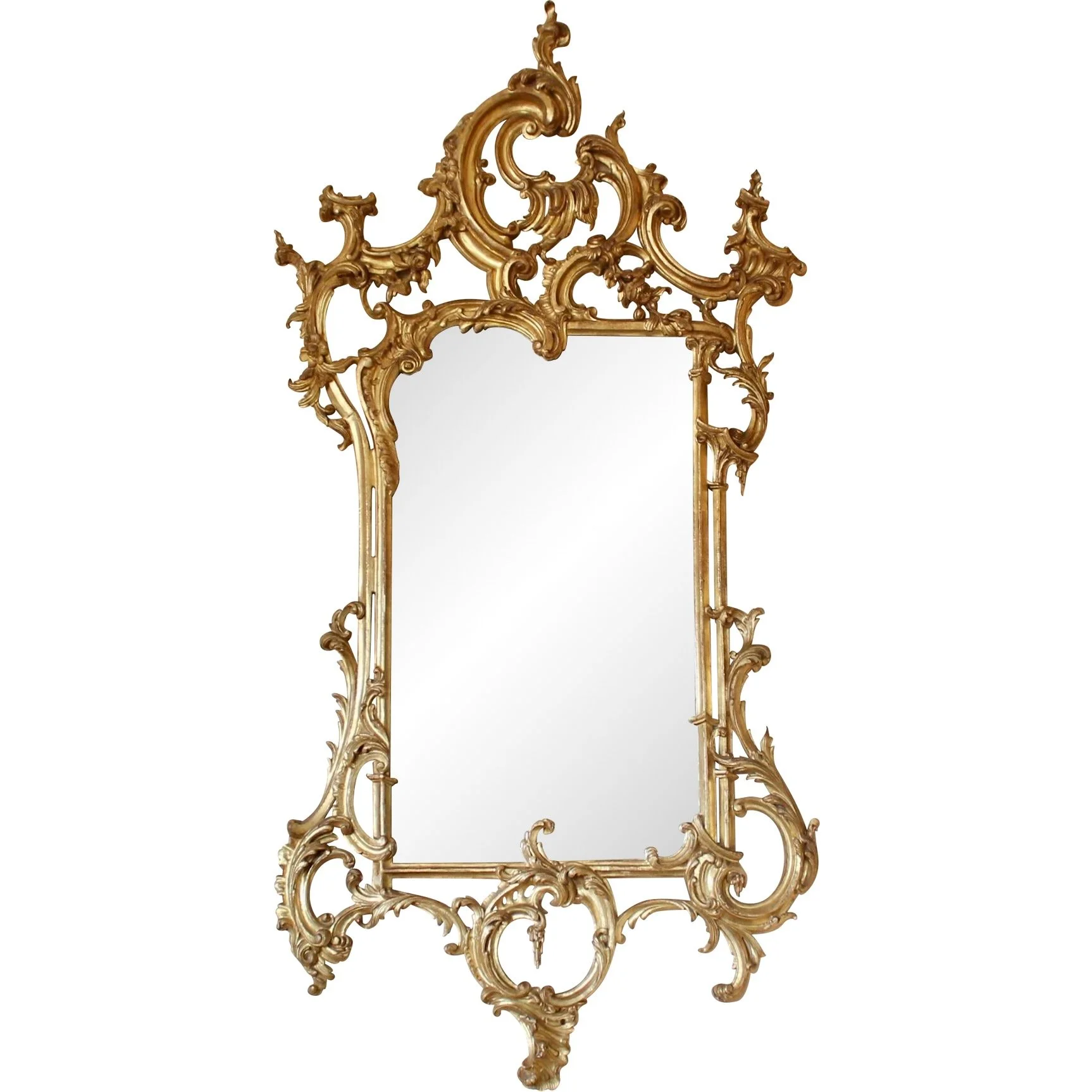 Italian Carved and Gilded Chippendale Rococo Style Mirror