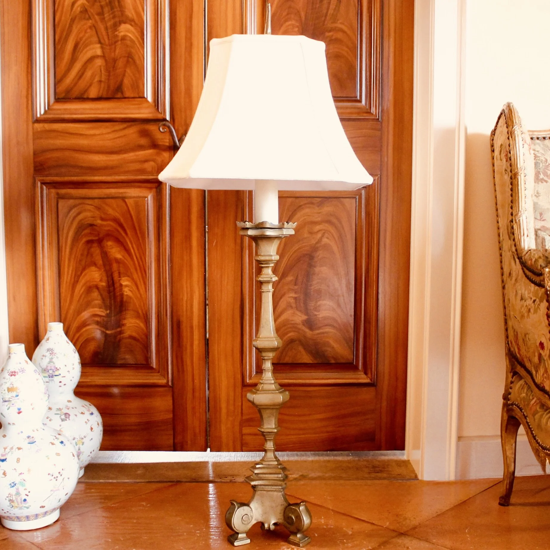 Continental Tall Bronze Pricket Lamp