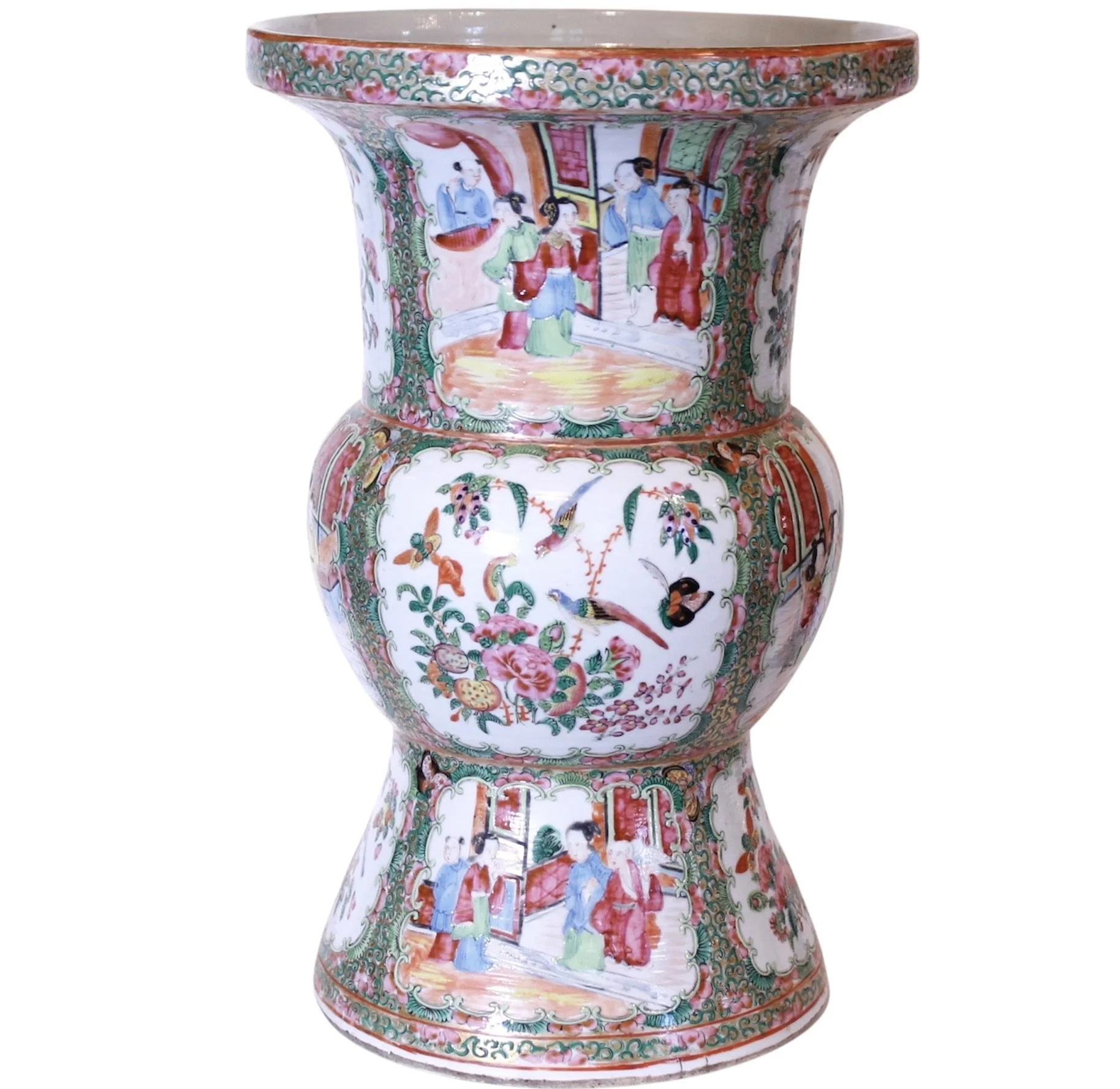 Rose Medallion Rose Canton Chinese Export Porcelain Ku Vase