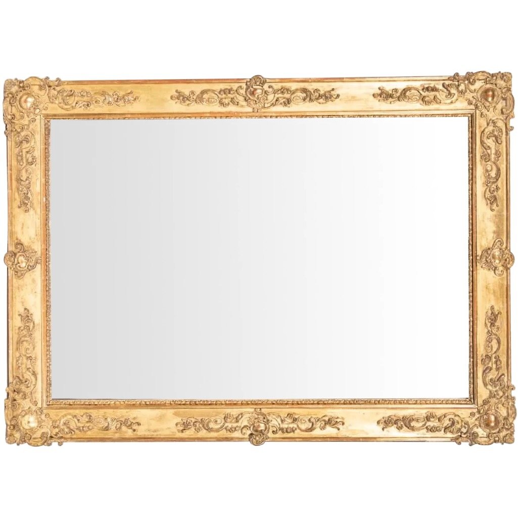 Large-French-Gilt-Rectangular-Mirror-With-Rococo-Decoration-And-Cartouche-Corners-19th-Century (1)