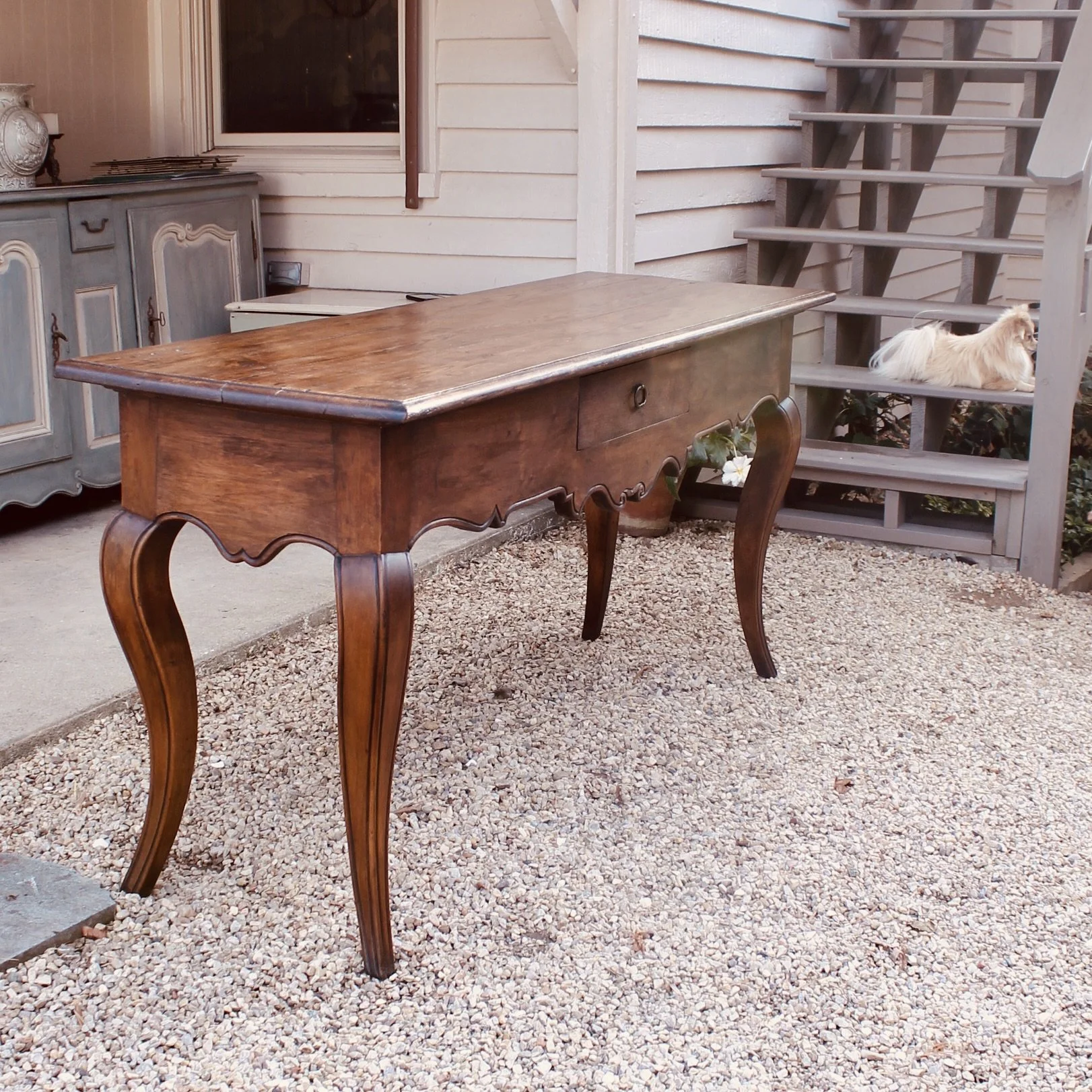 antique French oak walnut farm table