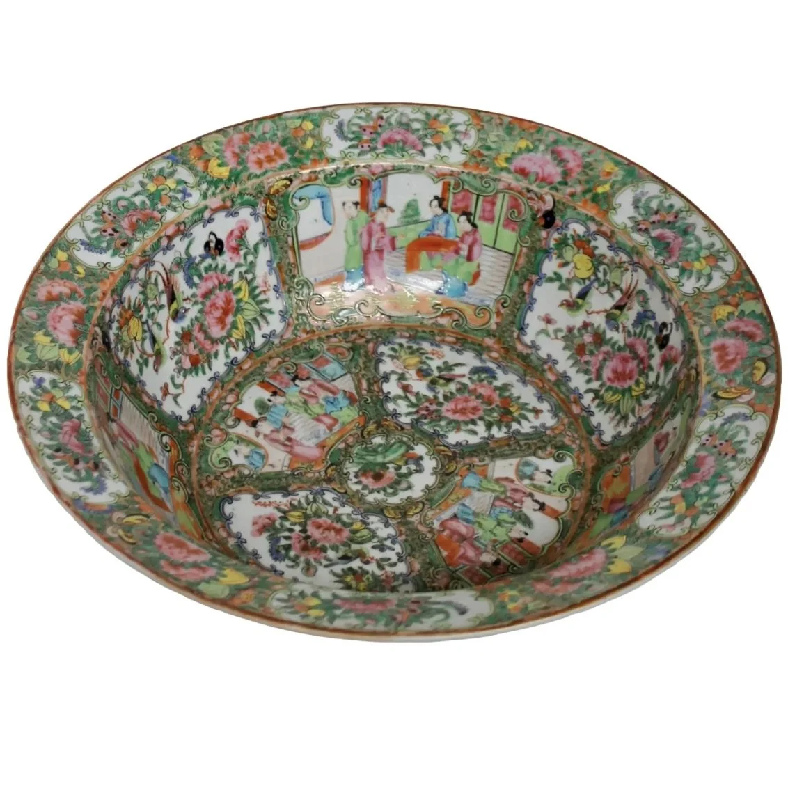 Large Rose Medallion Chinese Export Porcelain Basin Bowl