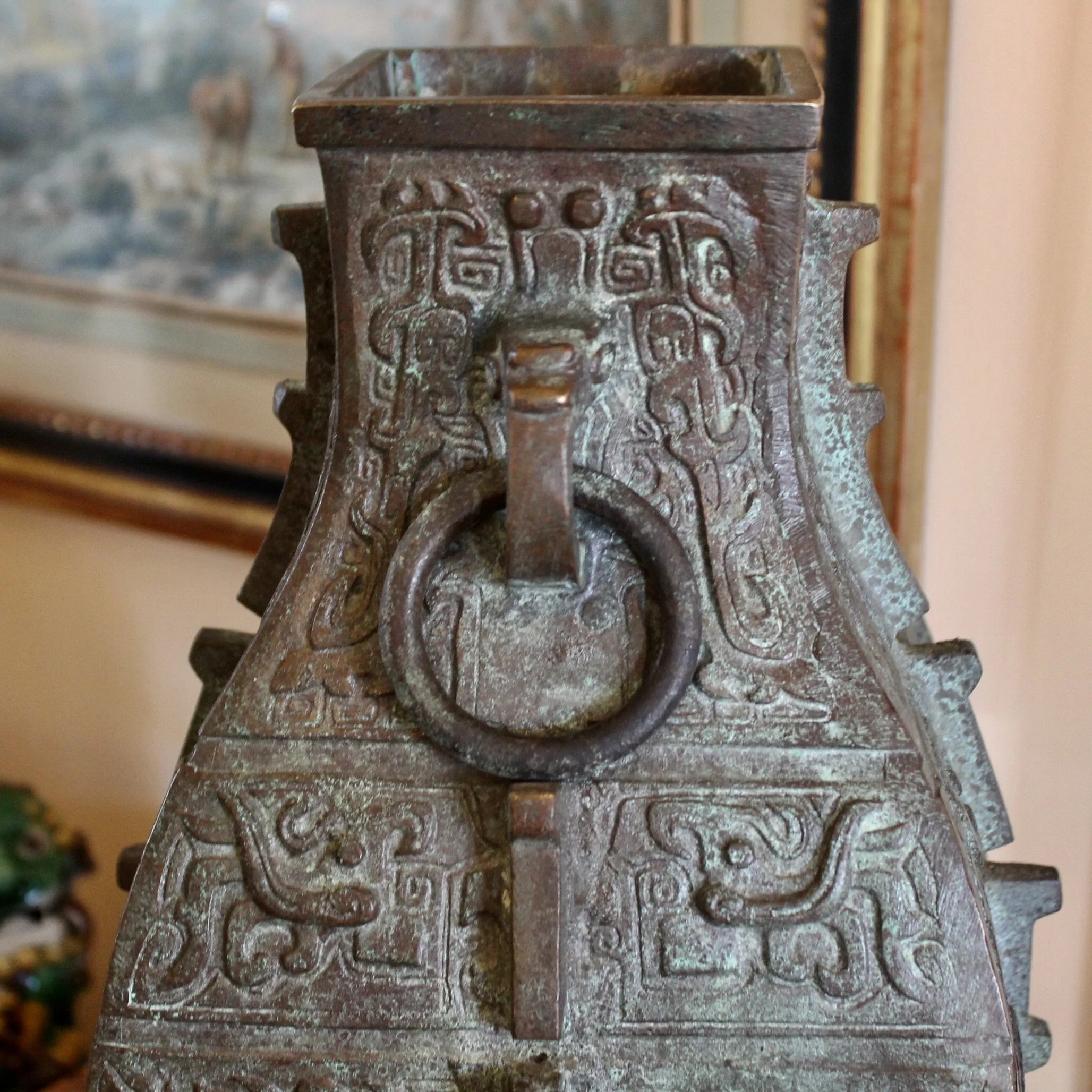 Pair of Chinese Bronze Archaic Style Urns