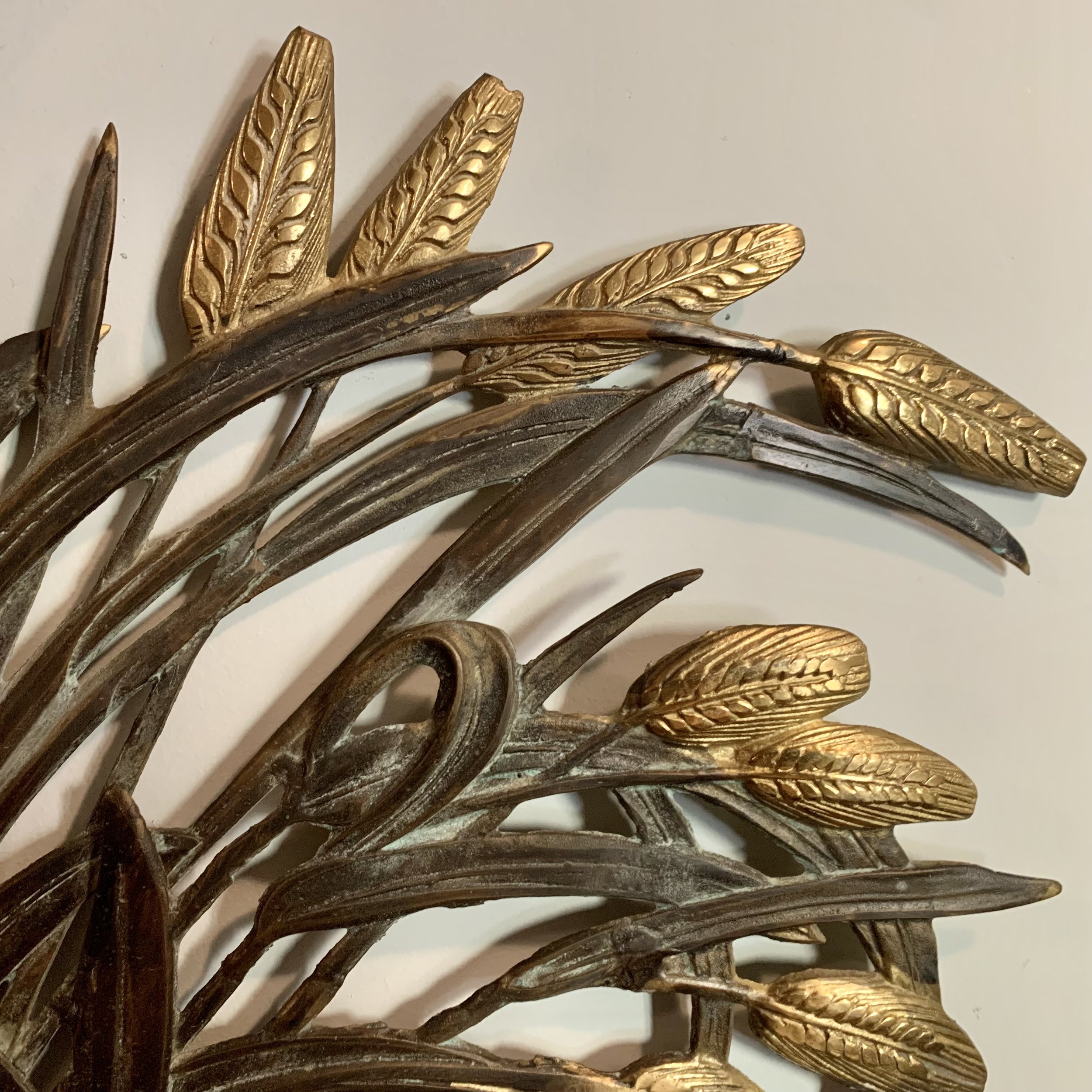 Brass Wheat Motif Wall Ornament