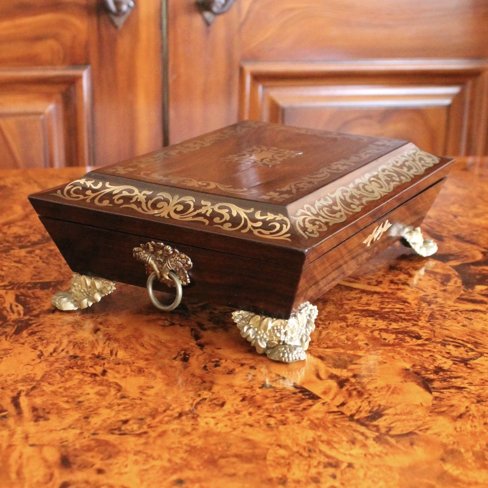Regency Period Brass Inlaid Rosewood Box