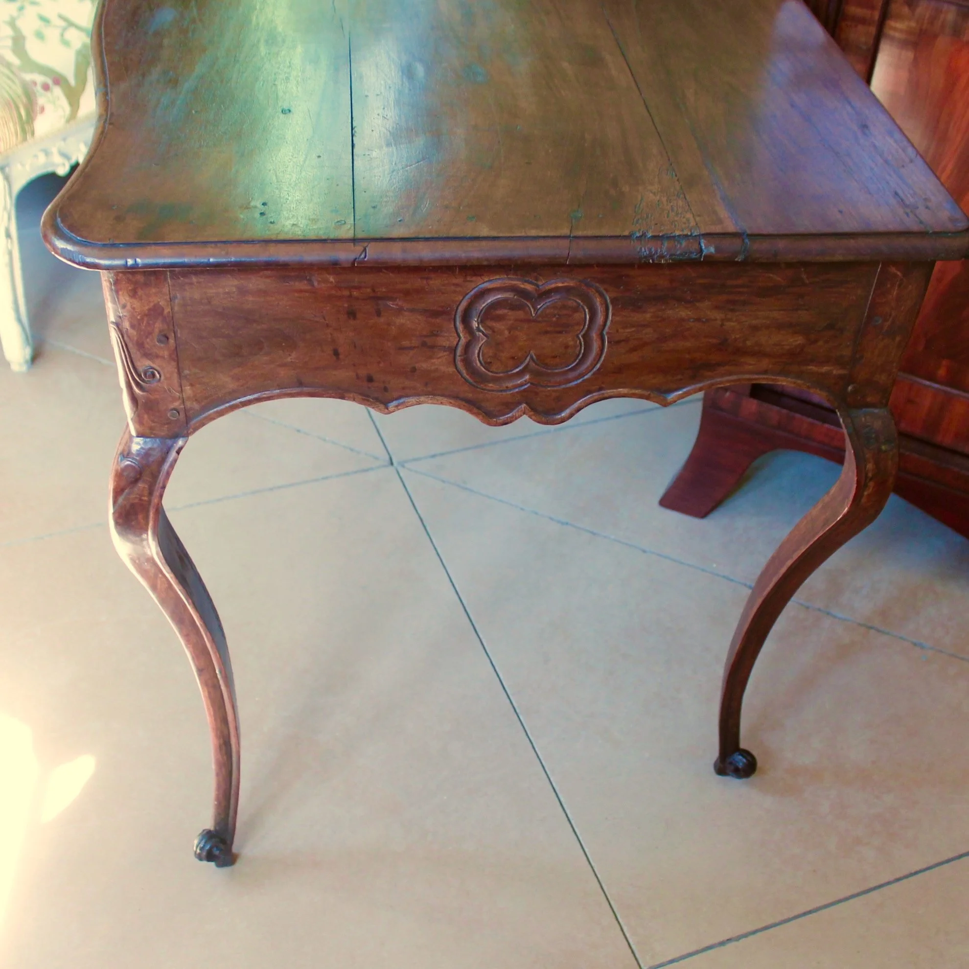 French-Provincial-Louis-XV-Period-Carved-Walnut-Writing-Table-Side-Table-side