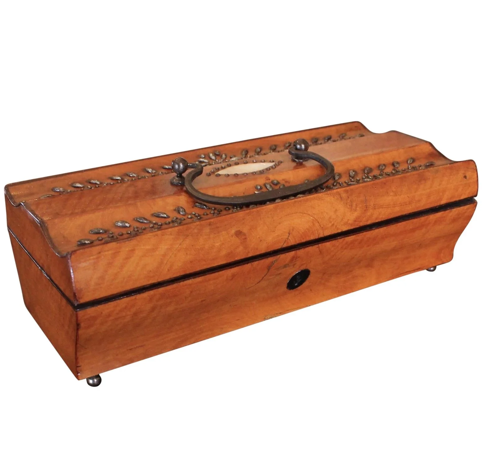English Fruitwood Box With Cut Steel Decoration